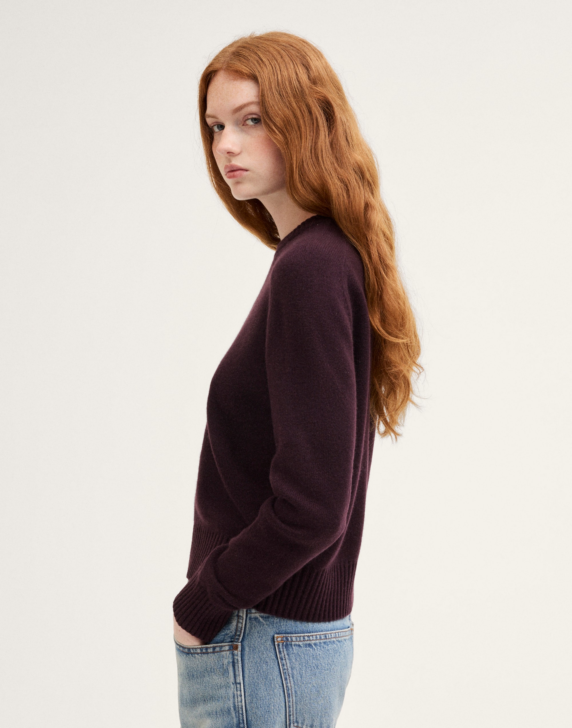Saddle-Sleeve Crewneck Sweater in 100% Cashmere