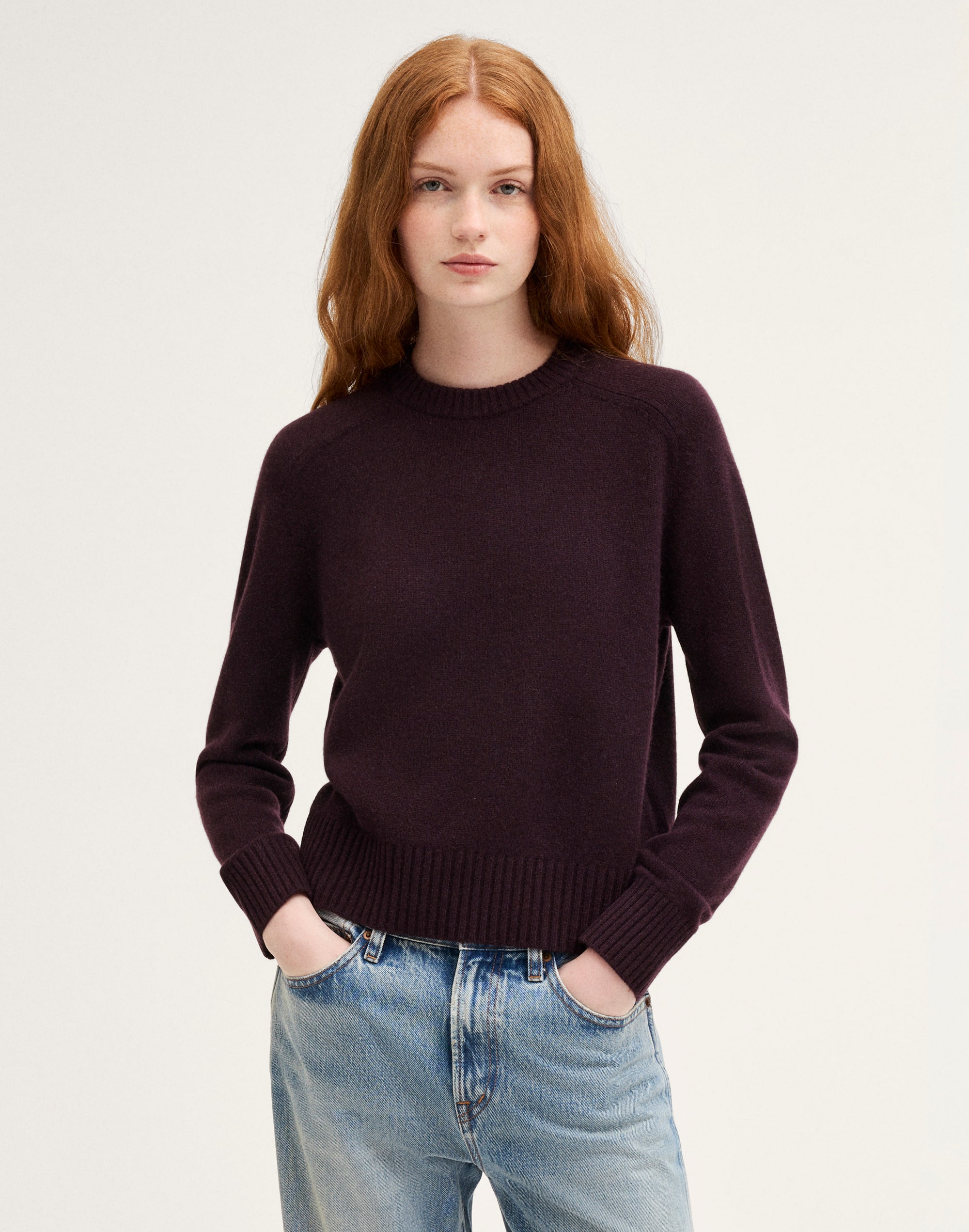 Saddle-Sleeve Crewneck Sweater in 100% Cashmere