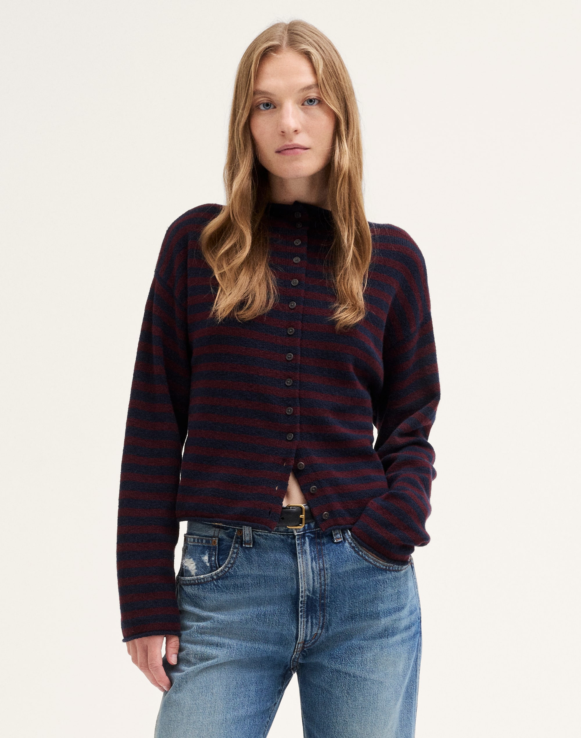 Funnel-Neck Cardigan