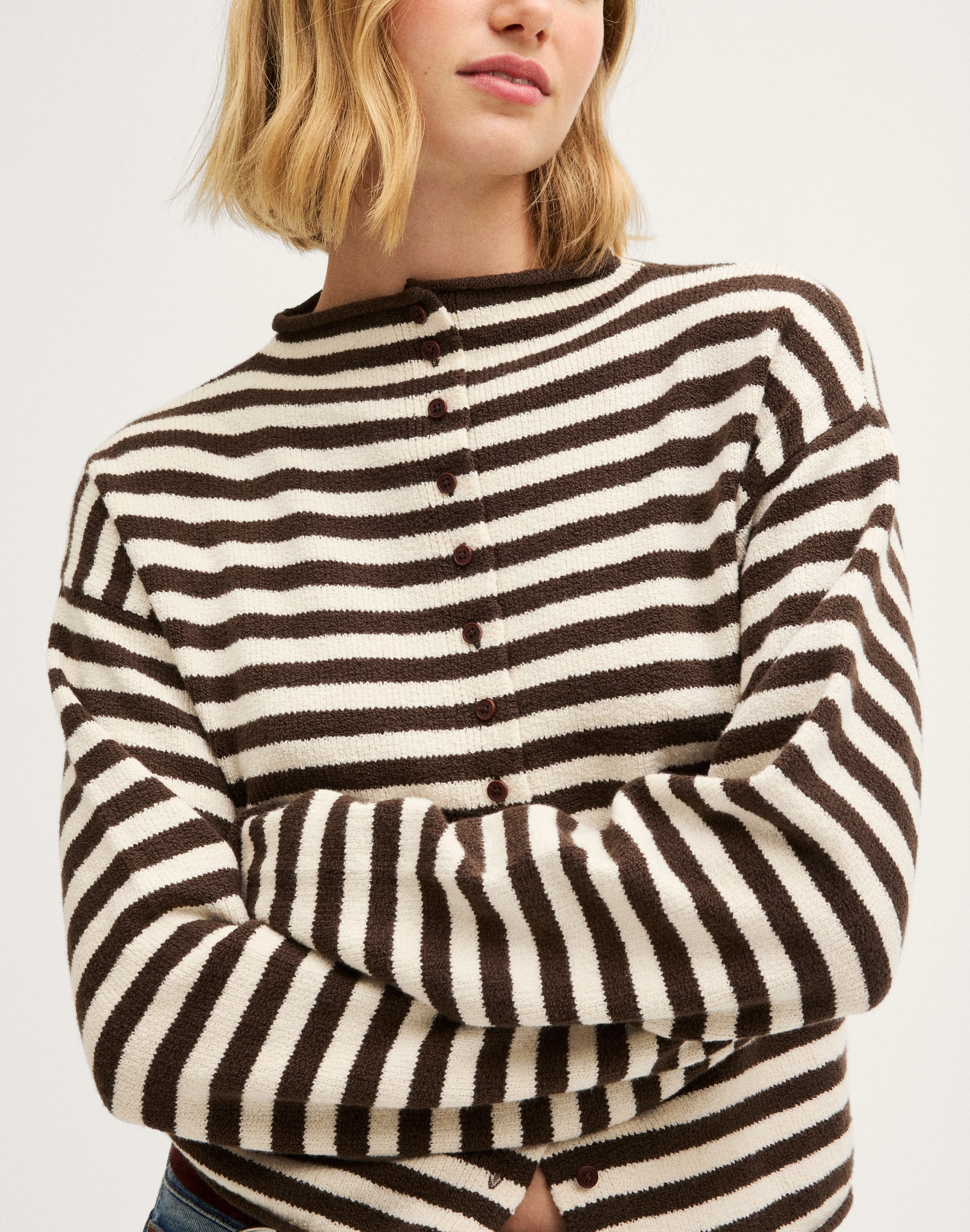 Funnel-Neck Cardigan