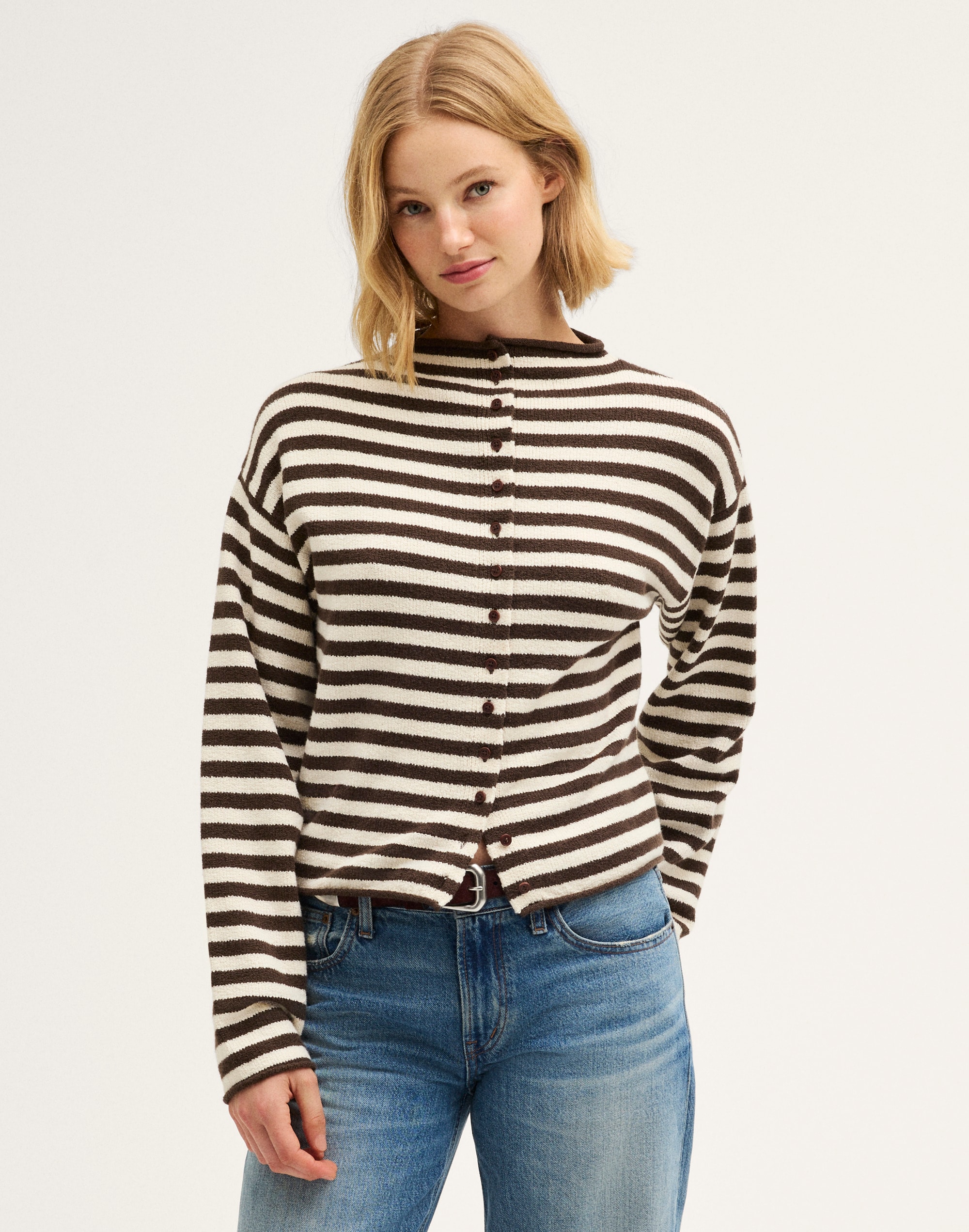 Funnel-Neck Cardigan