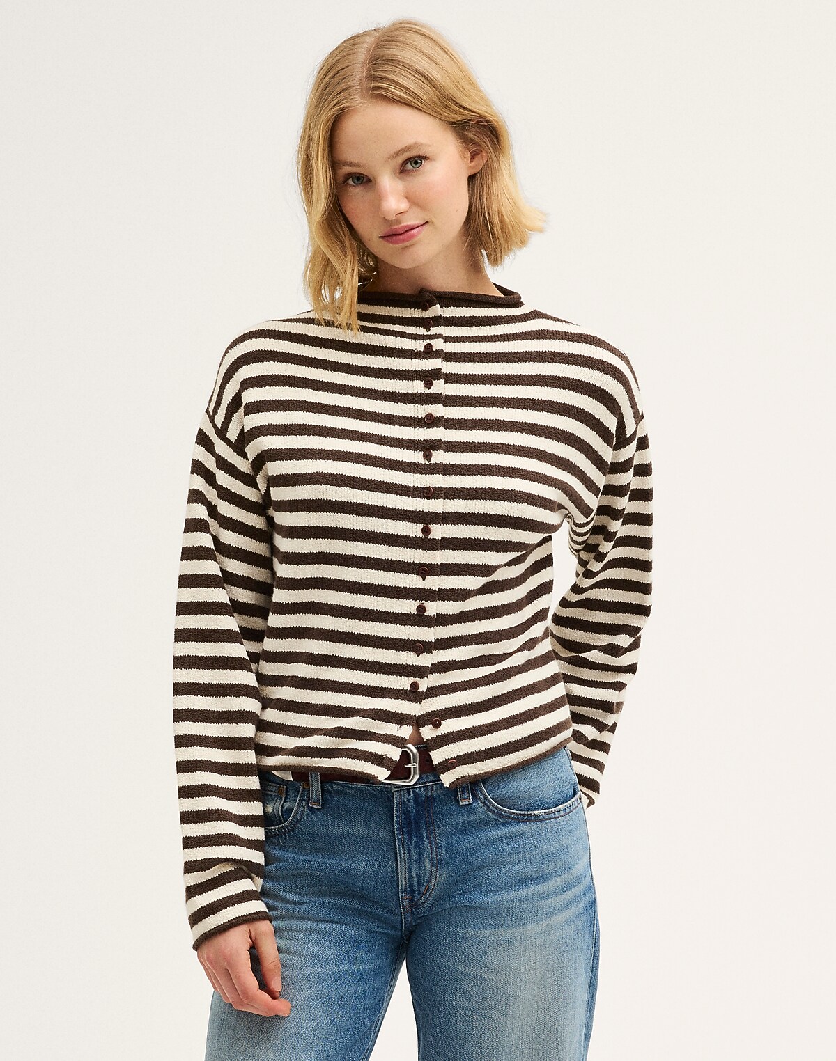 Funnel-Neck Cardigan