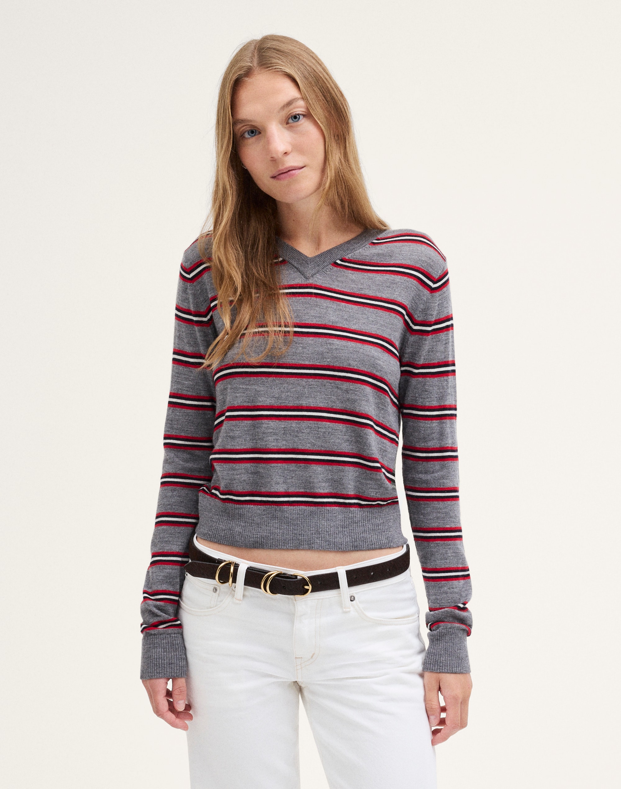 V-Neck Sweater in 100% Merino Wool