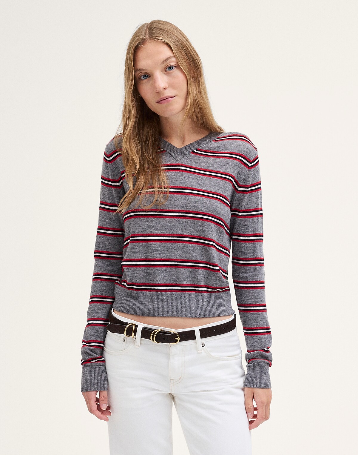 V-Neck Sweater in 100% Merino Wool