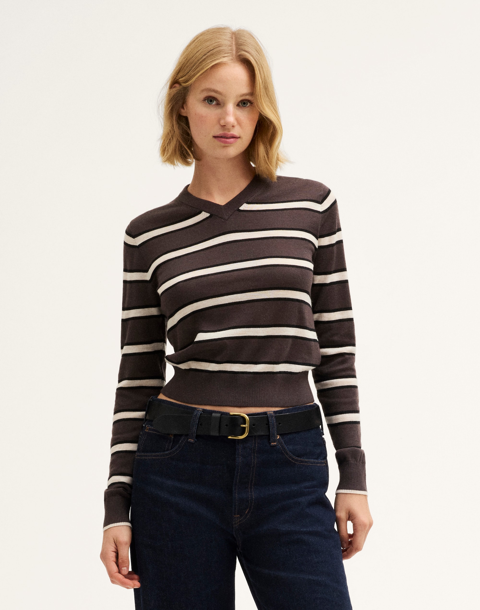 V-Neck Sweater in 100% Merino Wool