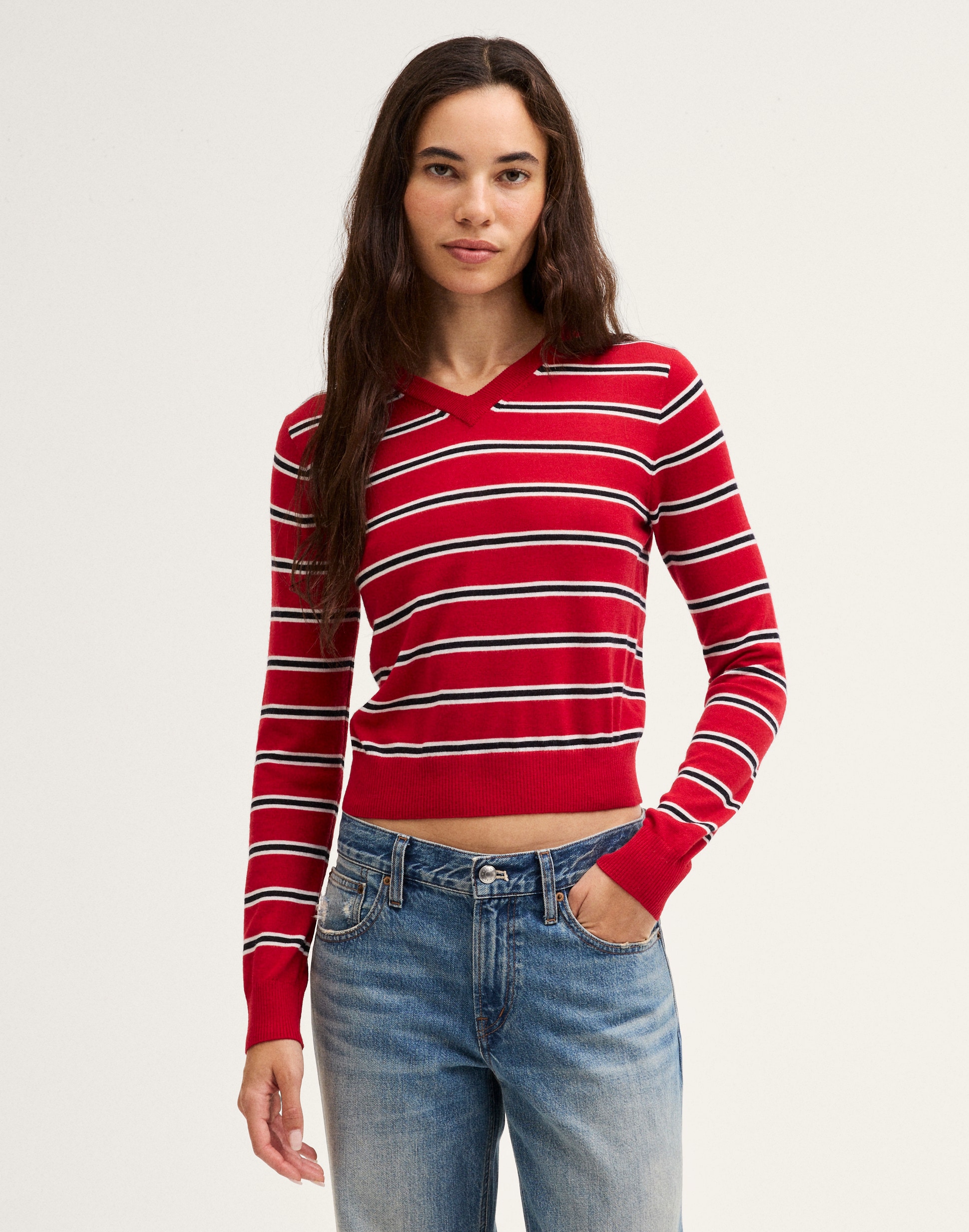 V-Neck Sweater in 100% Merino Wool