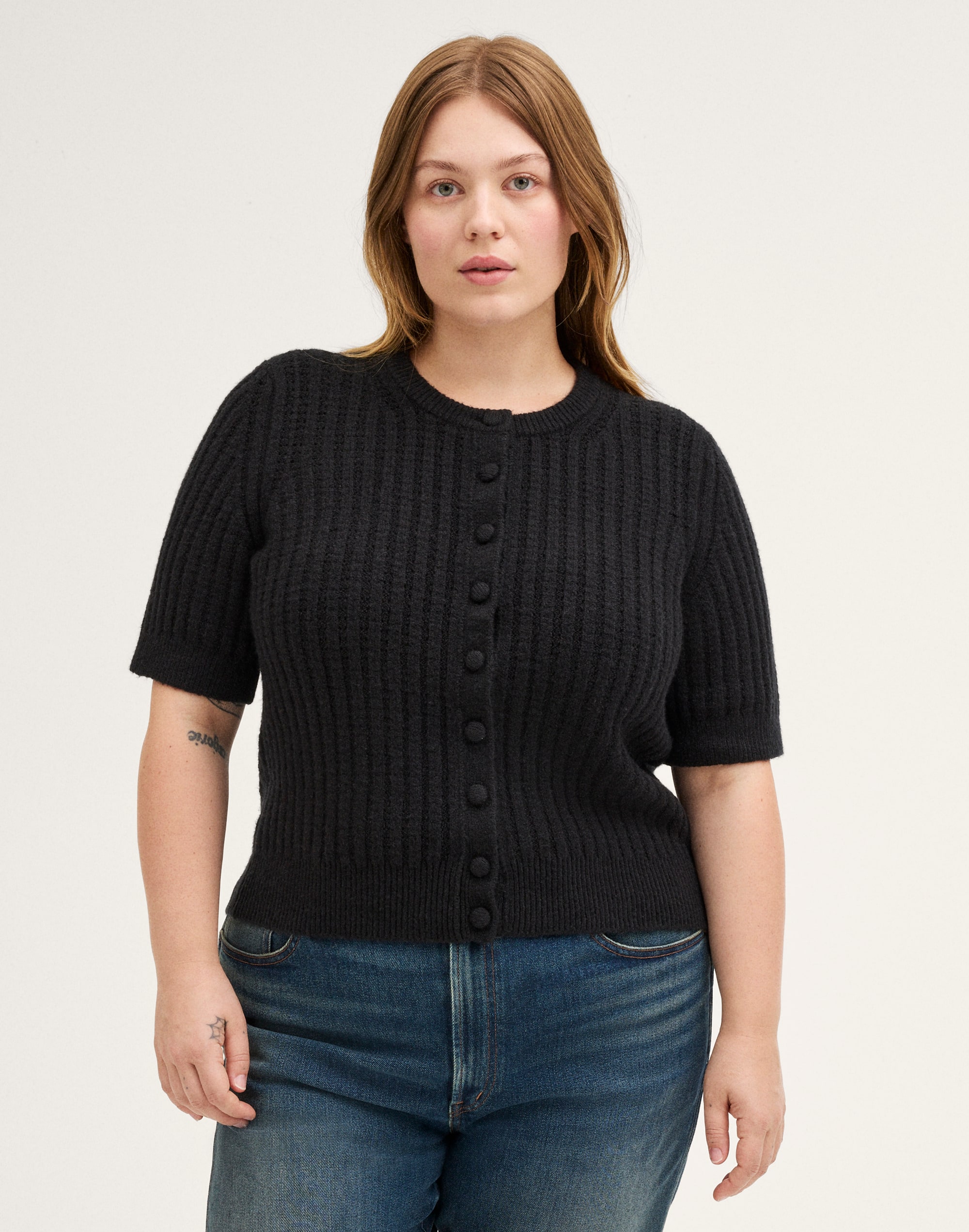 textured-stitch cardigan in cozy cotton