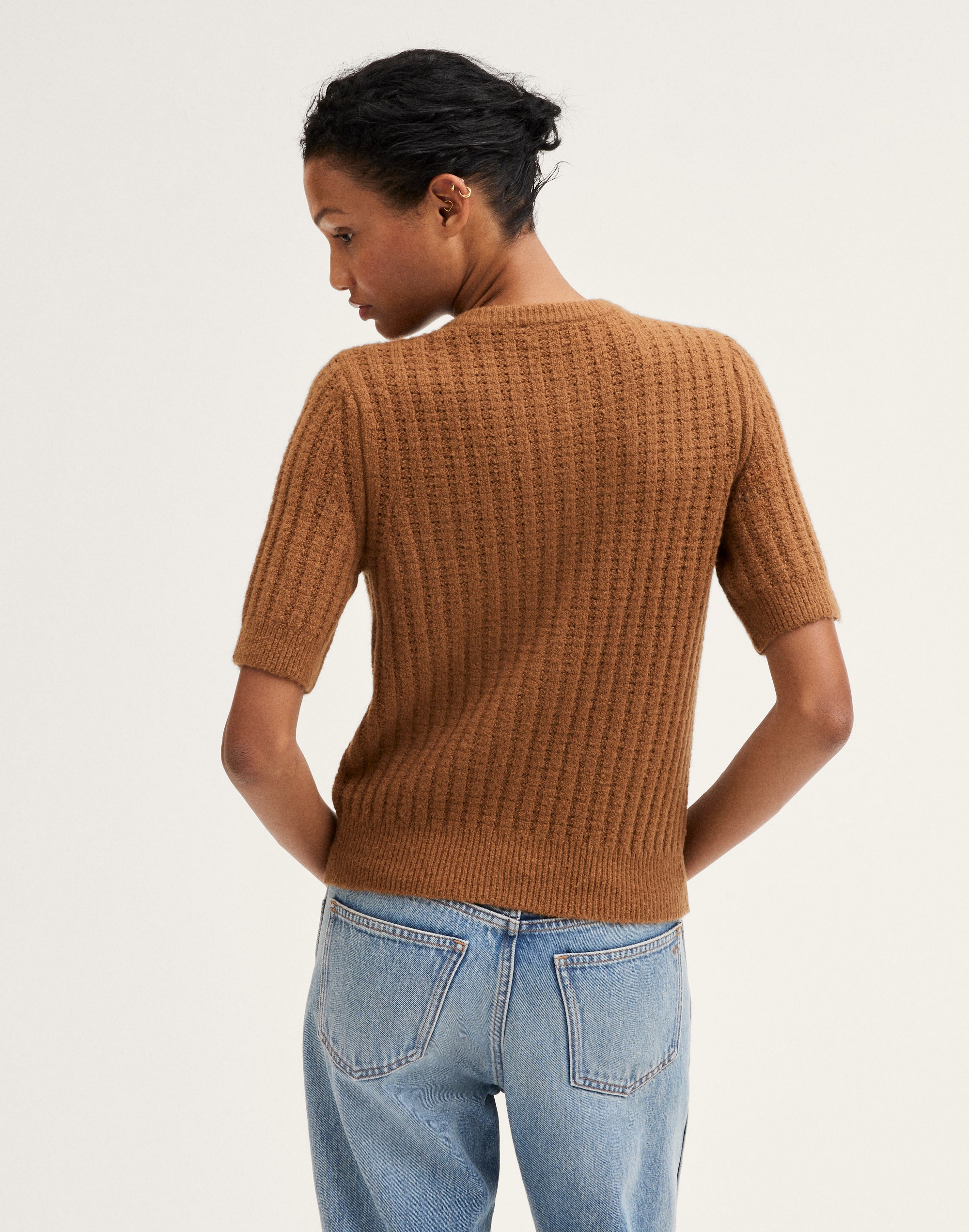 Textured-Stitch Cardigan in Cozy Cotton