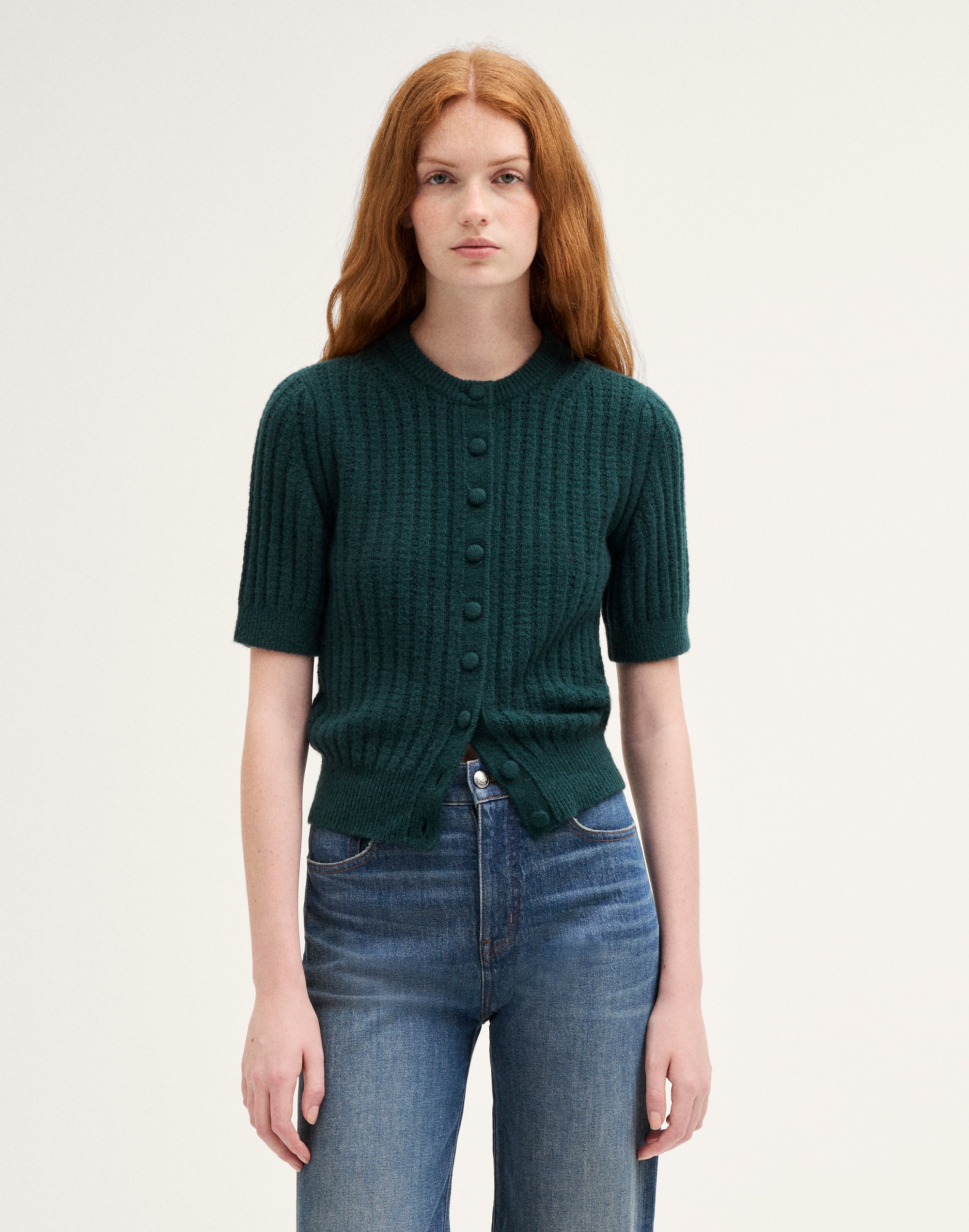 textured-stitch cardigan in cozy cotton