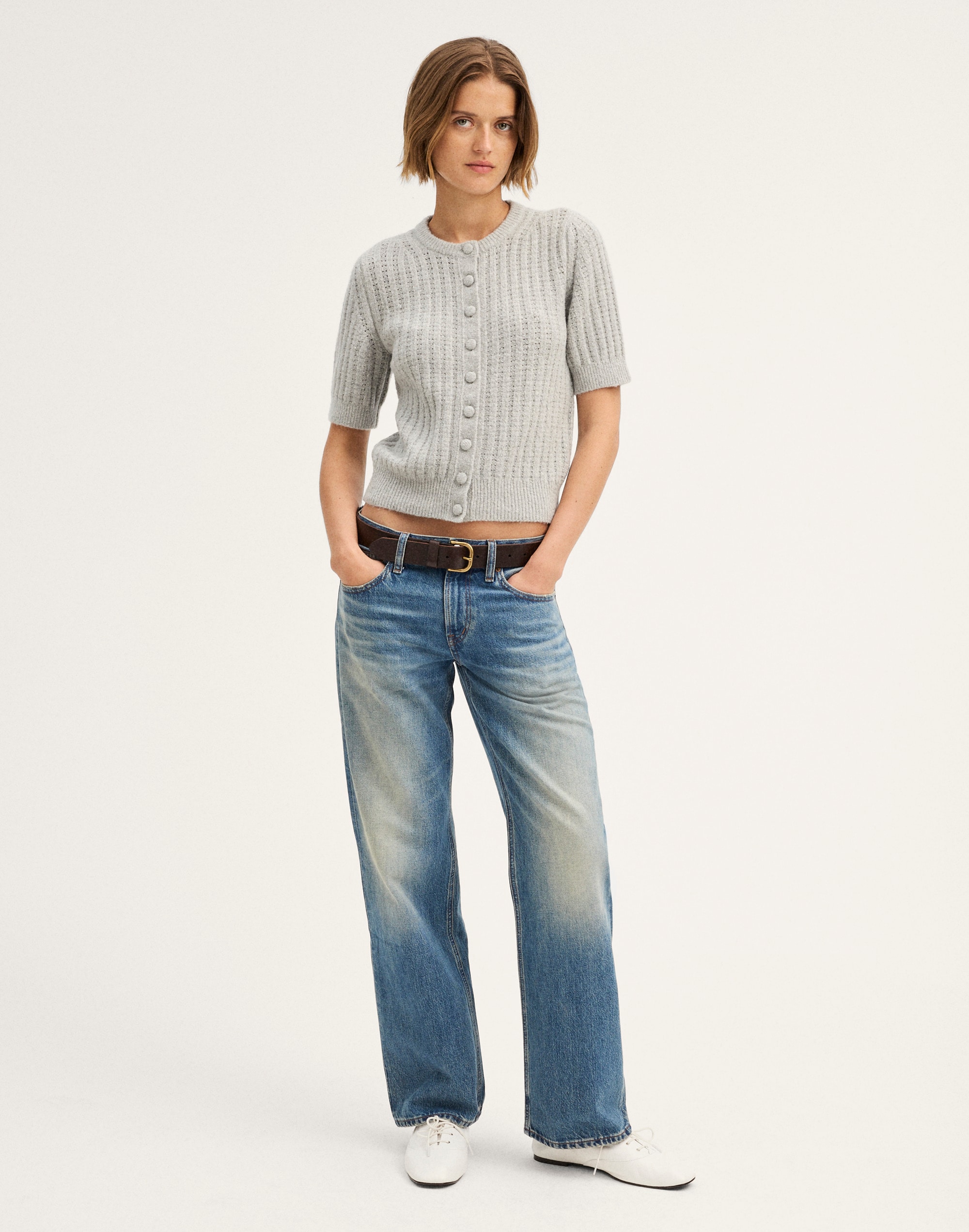 Textured-Stitch Cardigan in Cozy Cotton