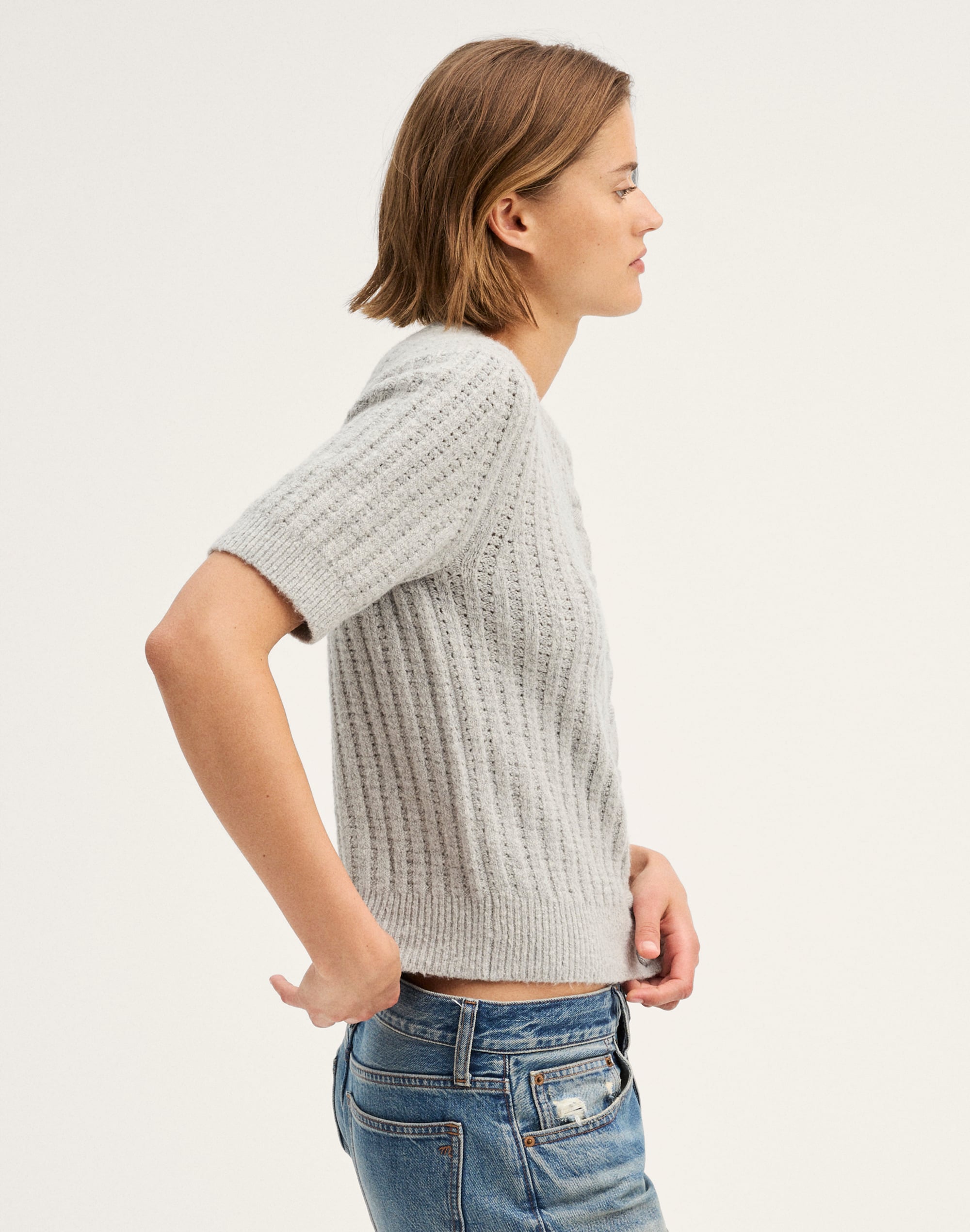 Textured-Stitch Cardigan in Cozy Cotton