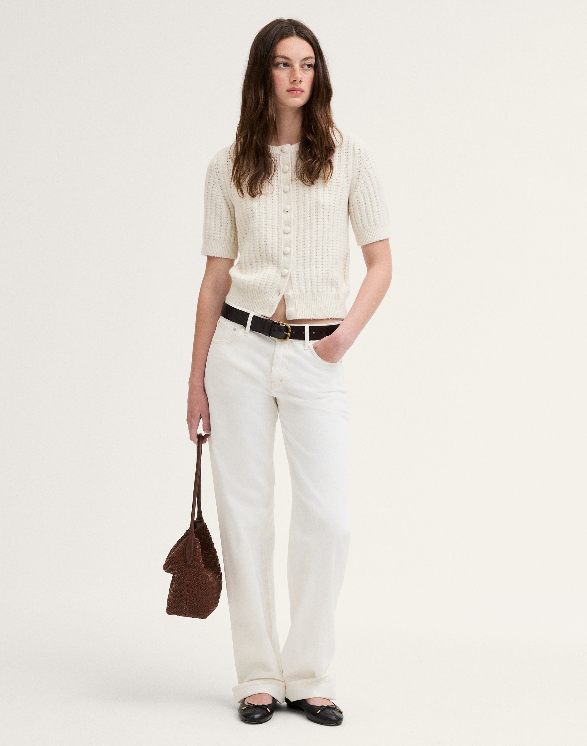 Textured-Stitch Cardigan in Cozy Cotton