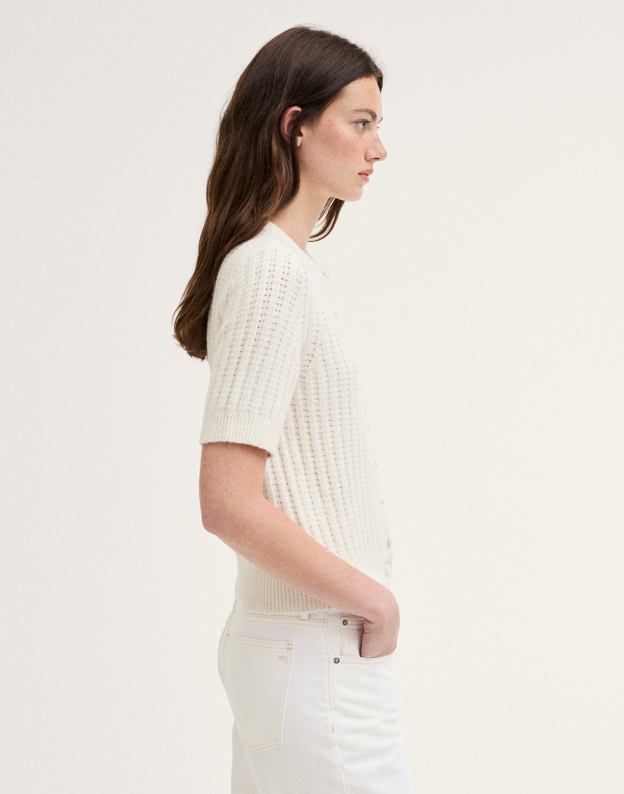 Textured-Stitch Cardigan in Cozy Cotton