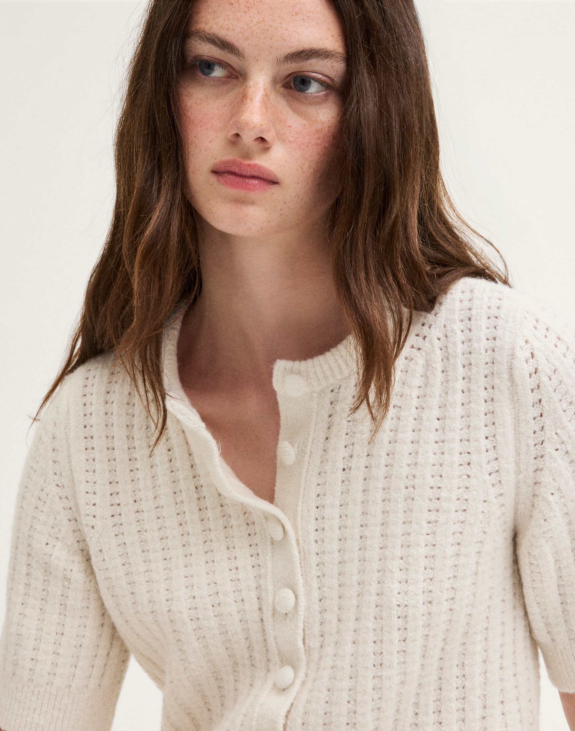 Textured-Stitch Cardigan in Cozy Cotton