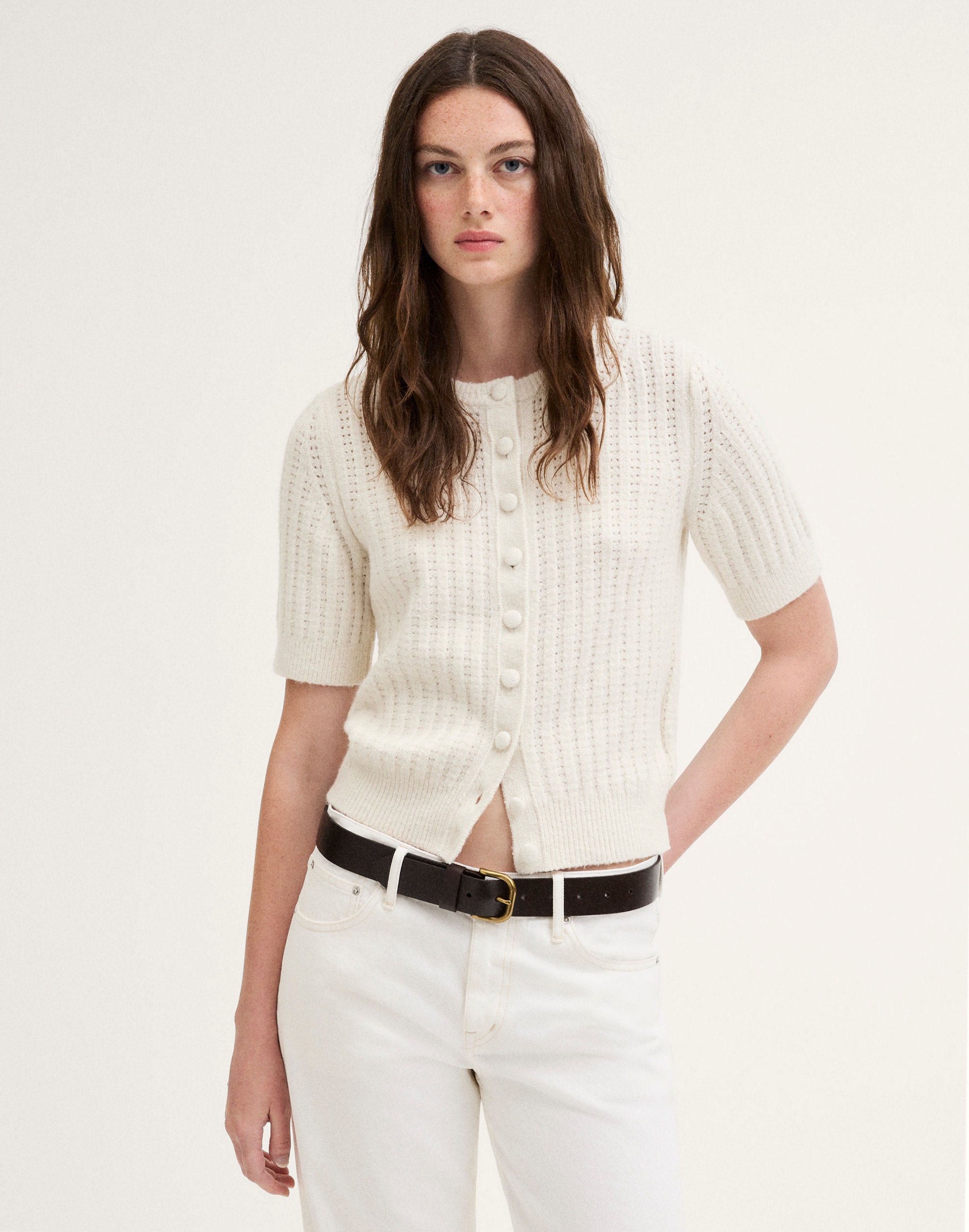 textured-stitch cardigan in cozy cotton