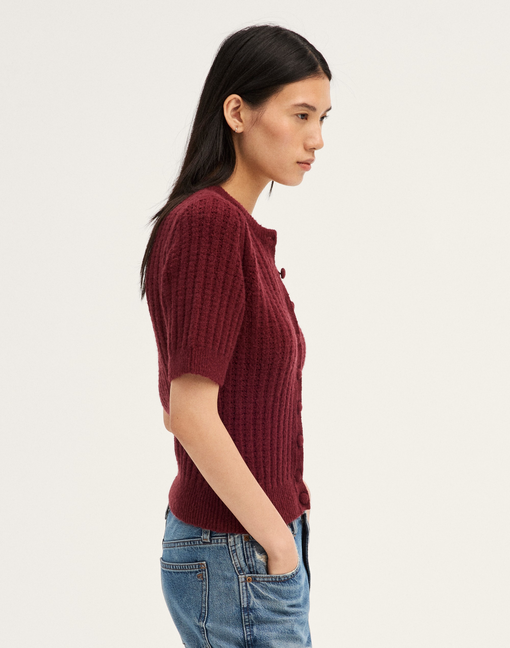 Textured-Stitch Cardigan in Cozy Cotton