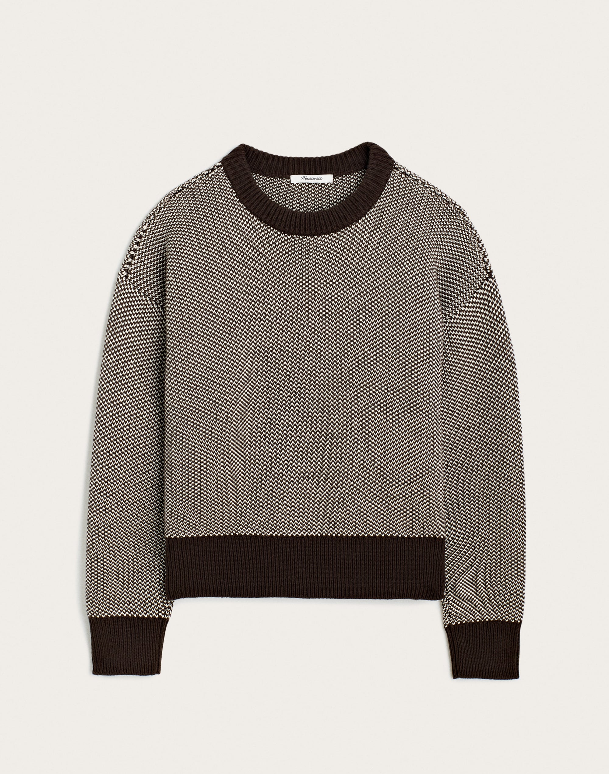 Textured-Stitch Crewneck Sweater in 100% Cotton