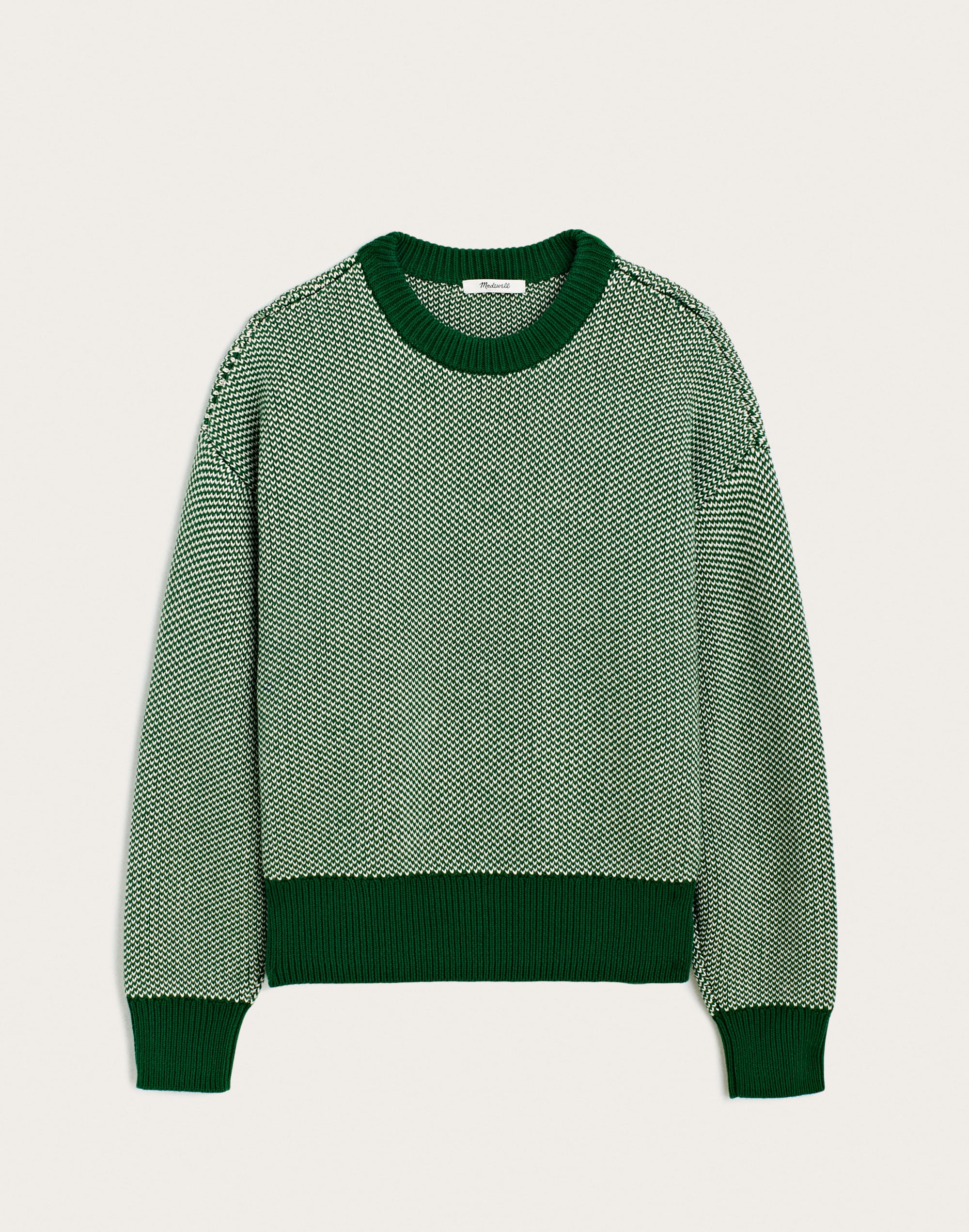 textured-stitch crewneck sweater in 100% cotton