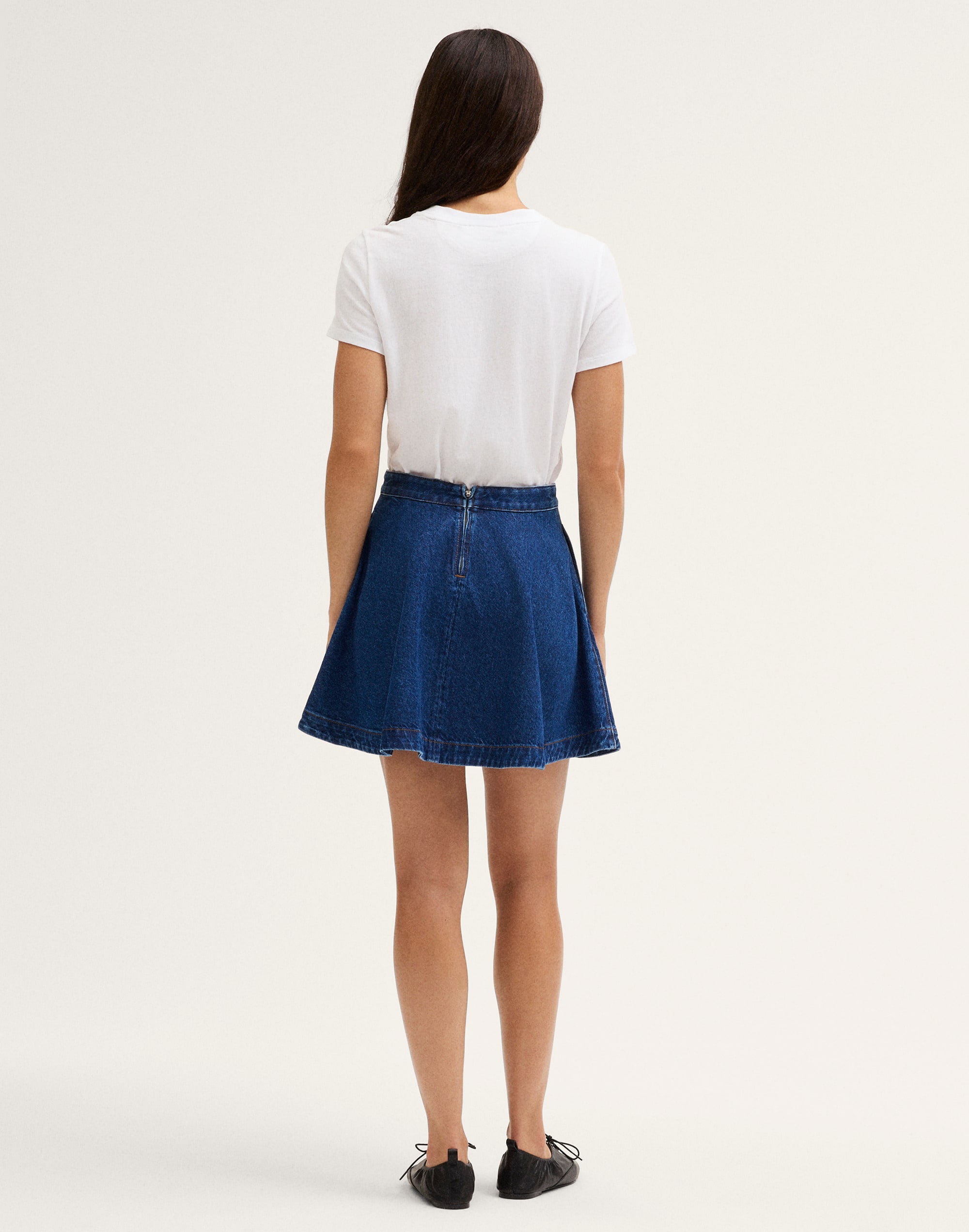 Flounce Mini Skirt in Airy Denim