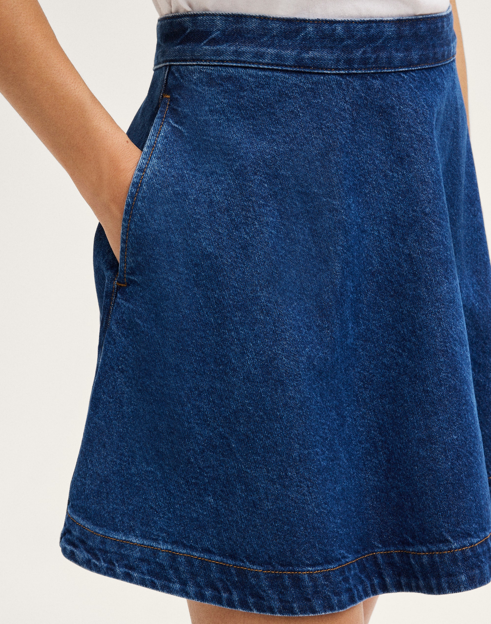Flounce Mini Skirt in Airy Denim