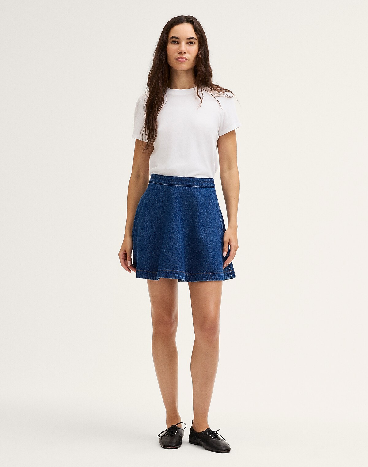 Flounce Mini Skirt in Airy Denim