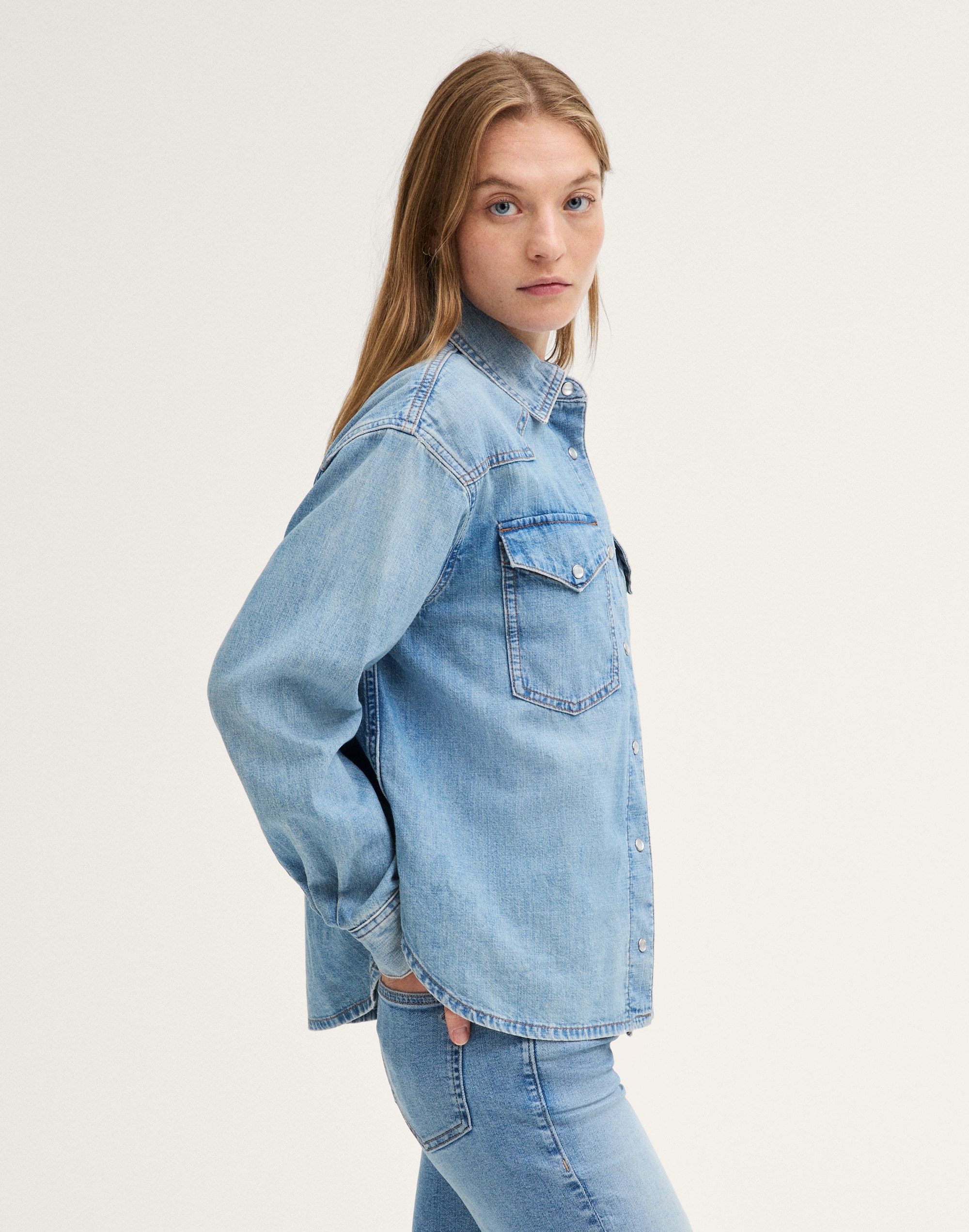 Denim Oversized Western Shirt