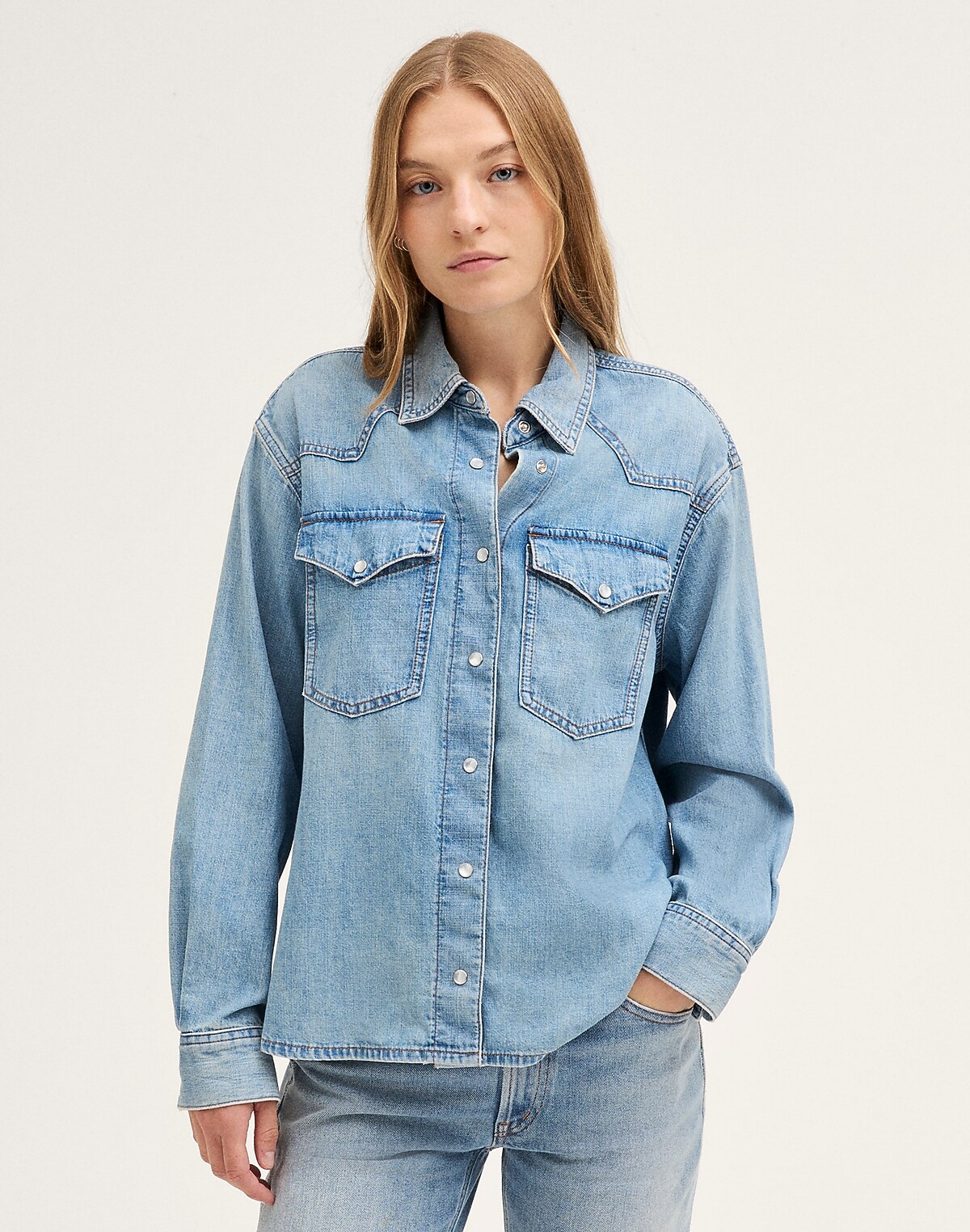 Relaxed Denim Western Shirt