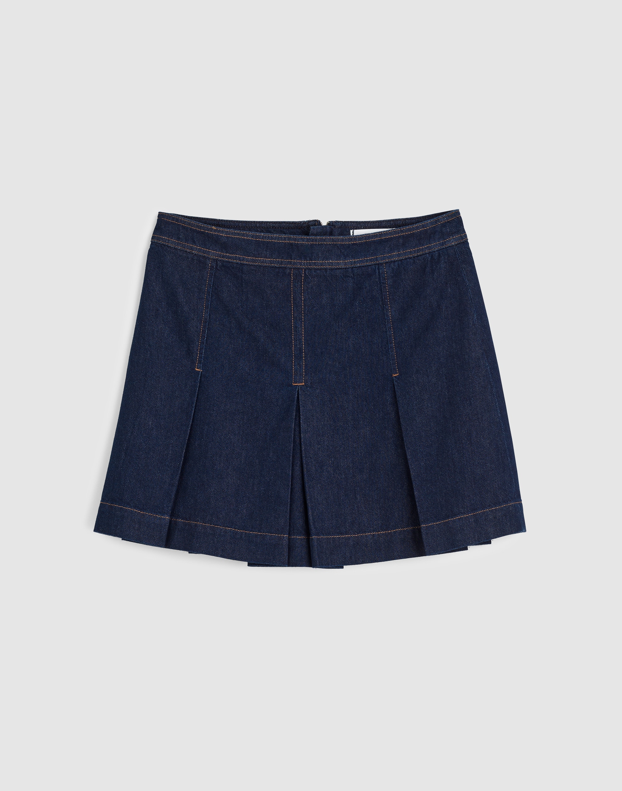 Denim Pleated Mini Skirt