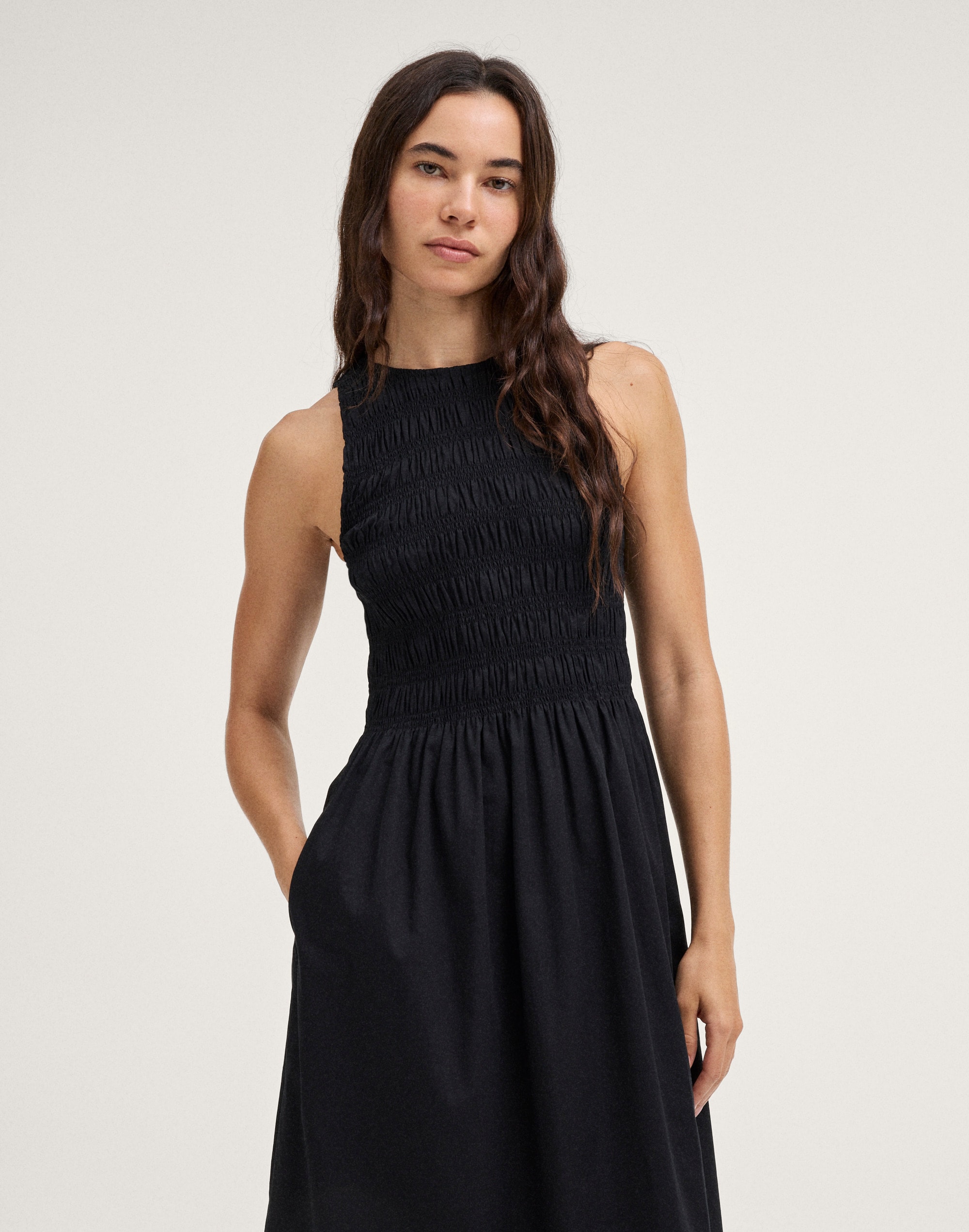 Smocked Racerback Midi Dress