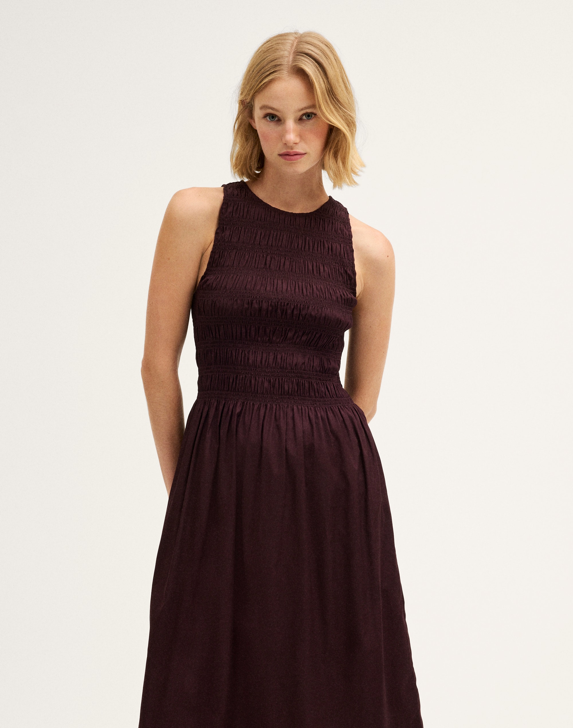 Smocked Racerback Midi Dress
