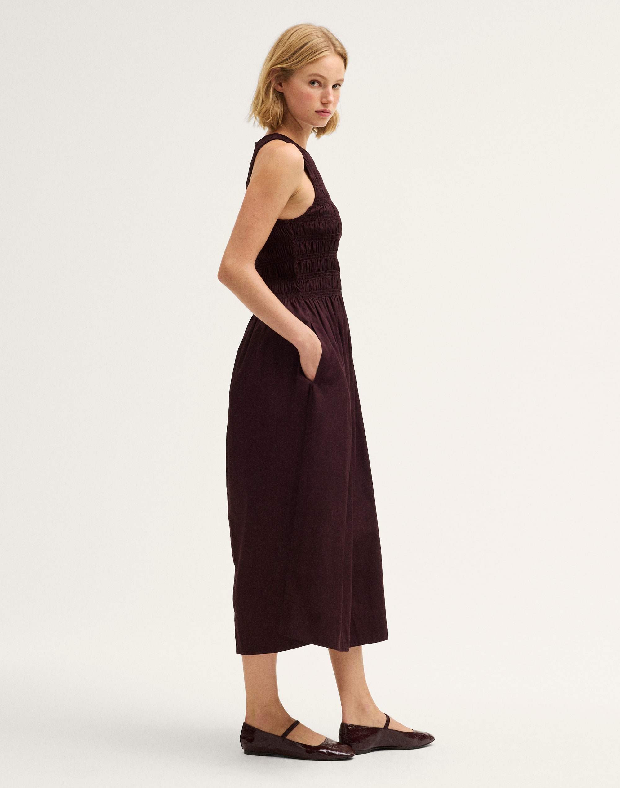 Smocked Racerback Midi Dress