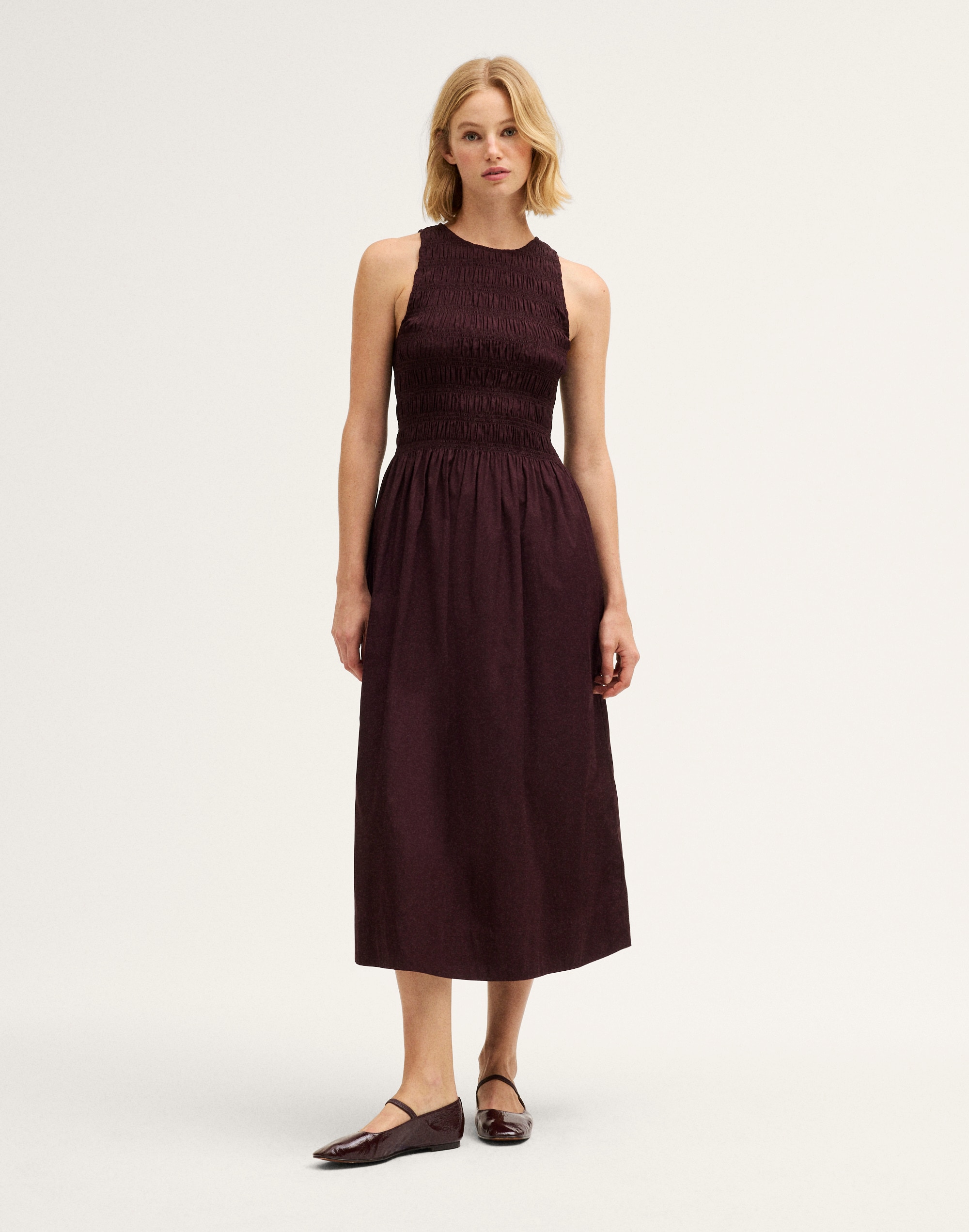 Smocked Racerback Midi Dress