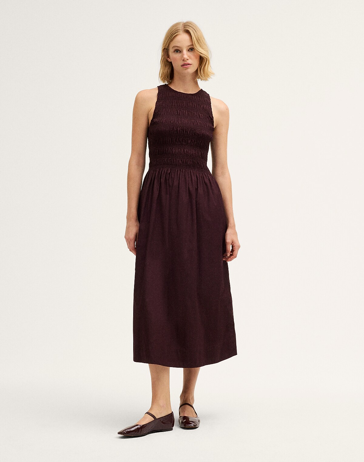 Smocked Racerback Midi Dress