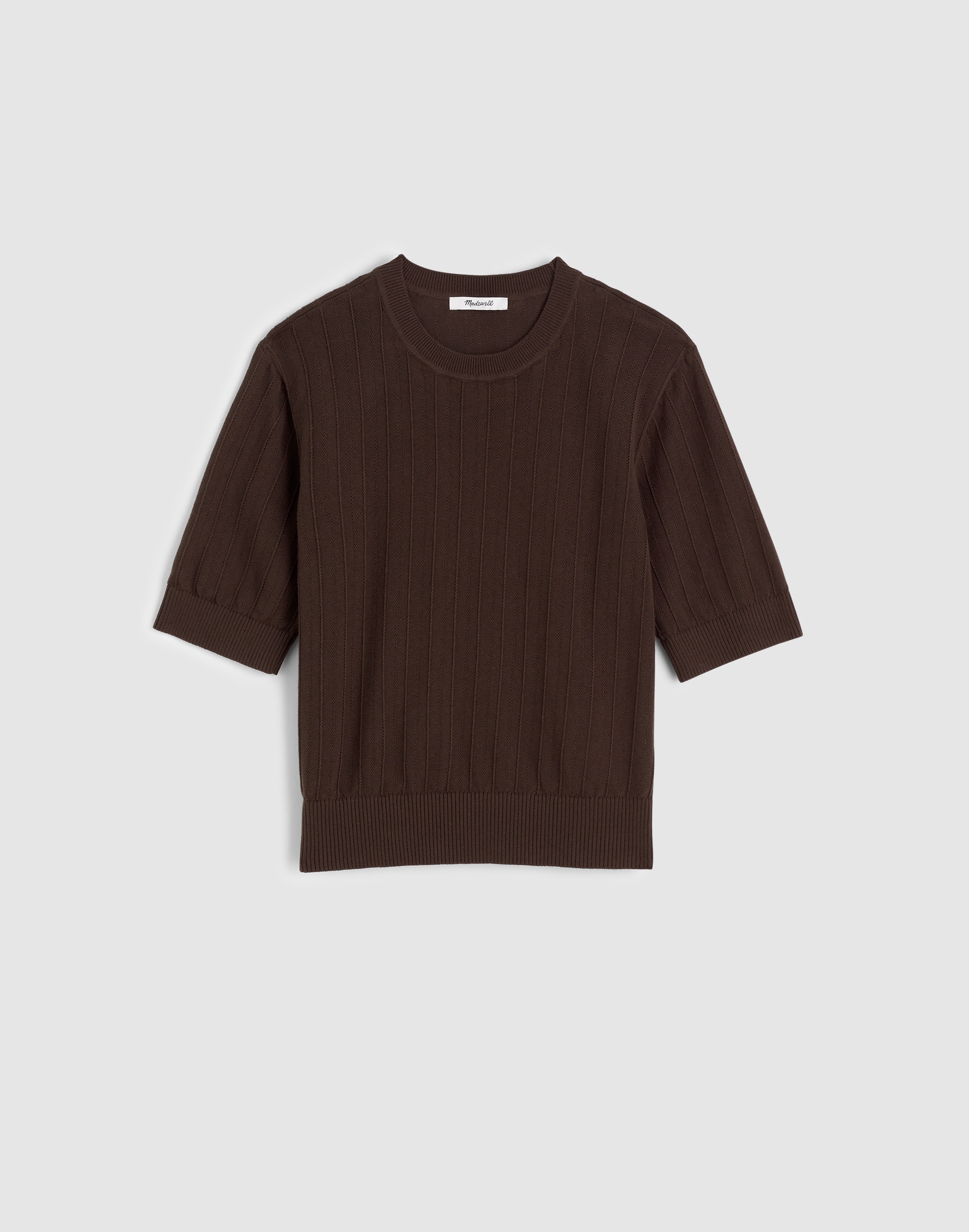 pointelle-stitch crewneck sweater tee