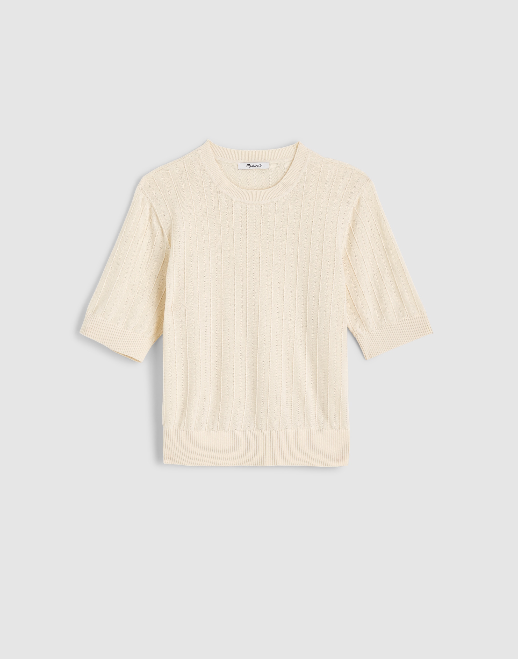 Pointelle-Stitch Crewneck Sweater Tee