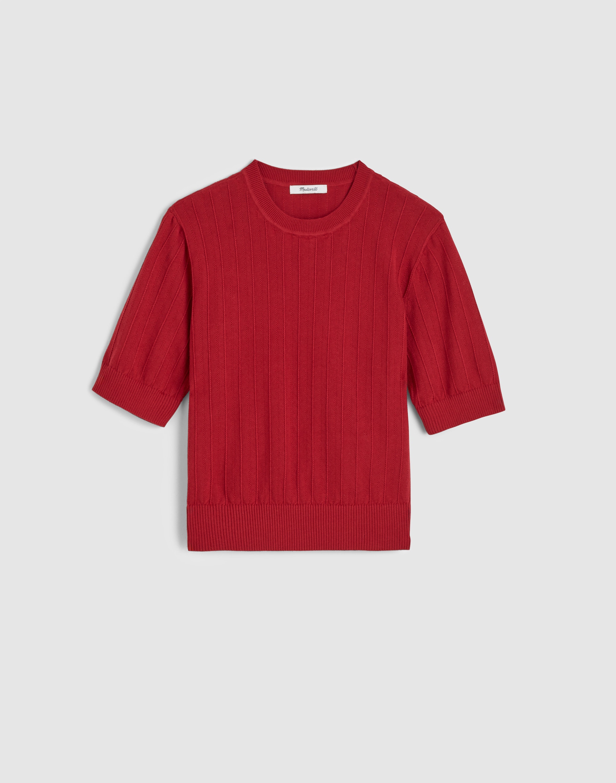 Pointelle-Stitch Crewneck Sweater Tee