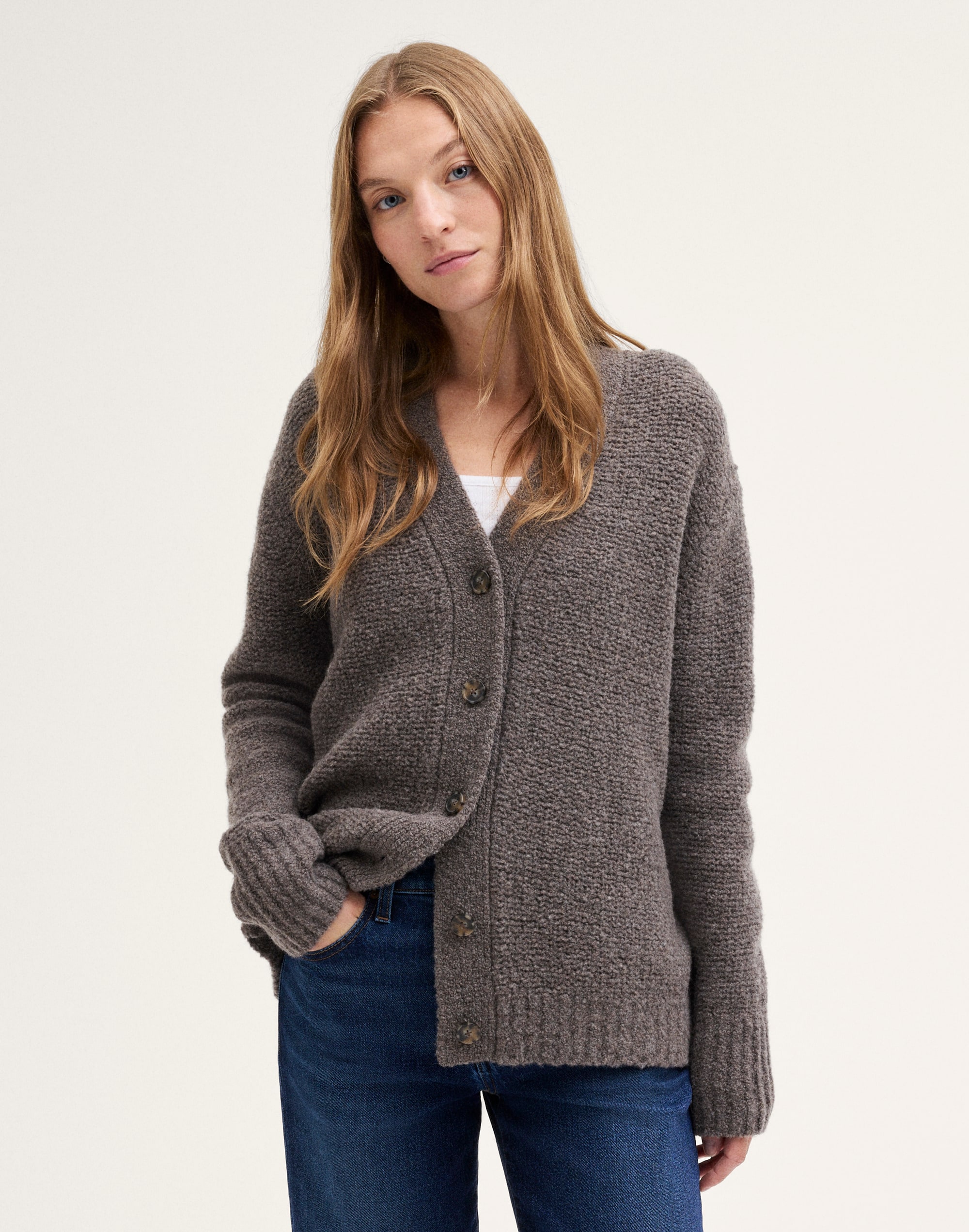 oversize boucl&eacute; cardigan