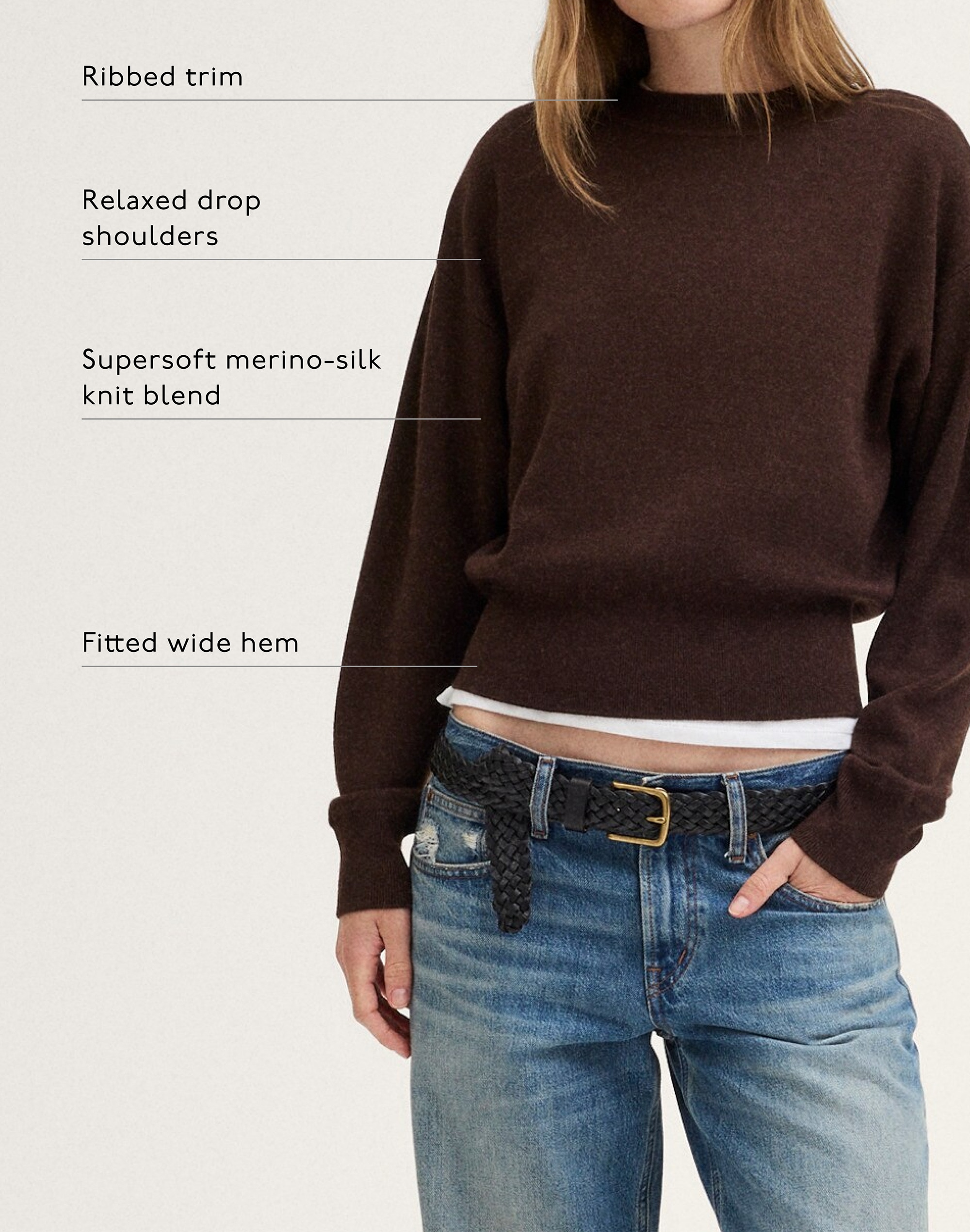 The Shae Crewneck Sweater in Merino-Silk Blend