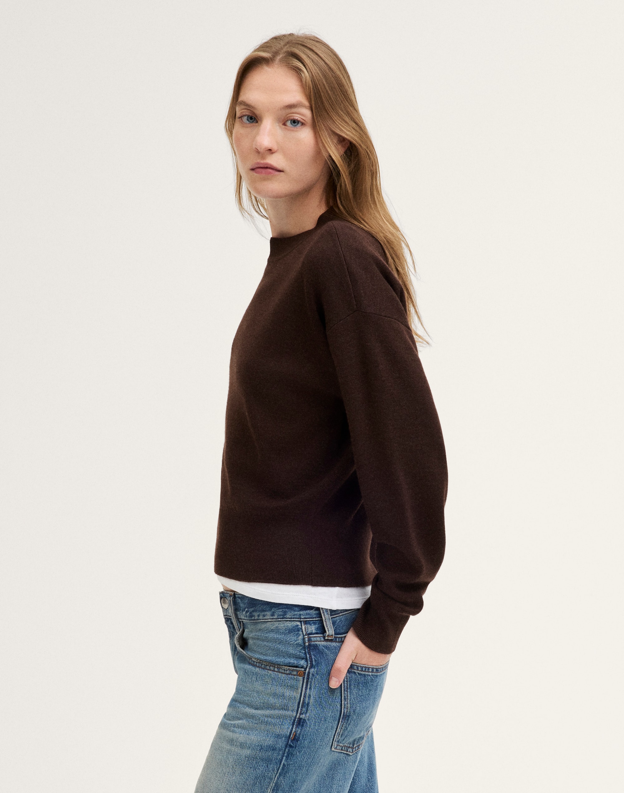 The Shae Crewneck Sweater in Merino-Silk Blend