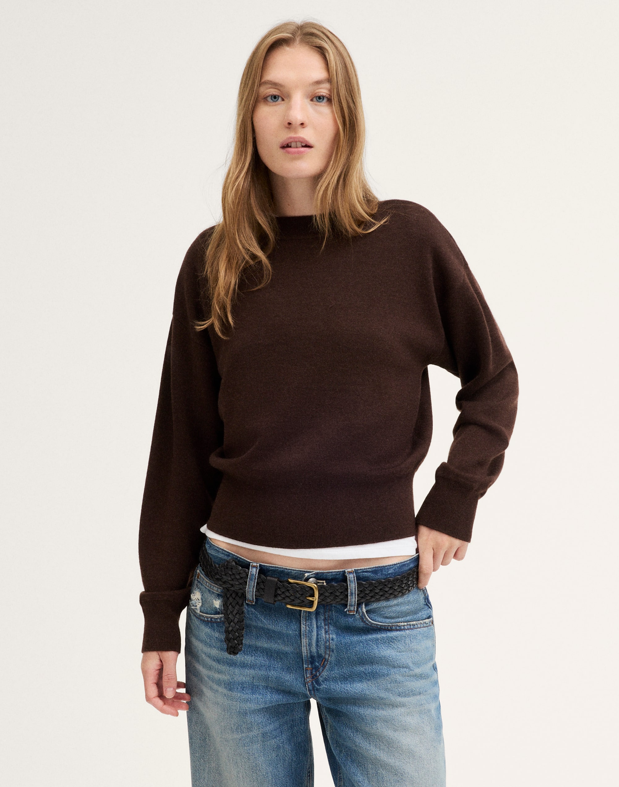 The Shae Crewneck Sweater in Merino-Silk Blend