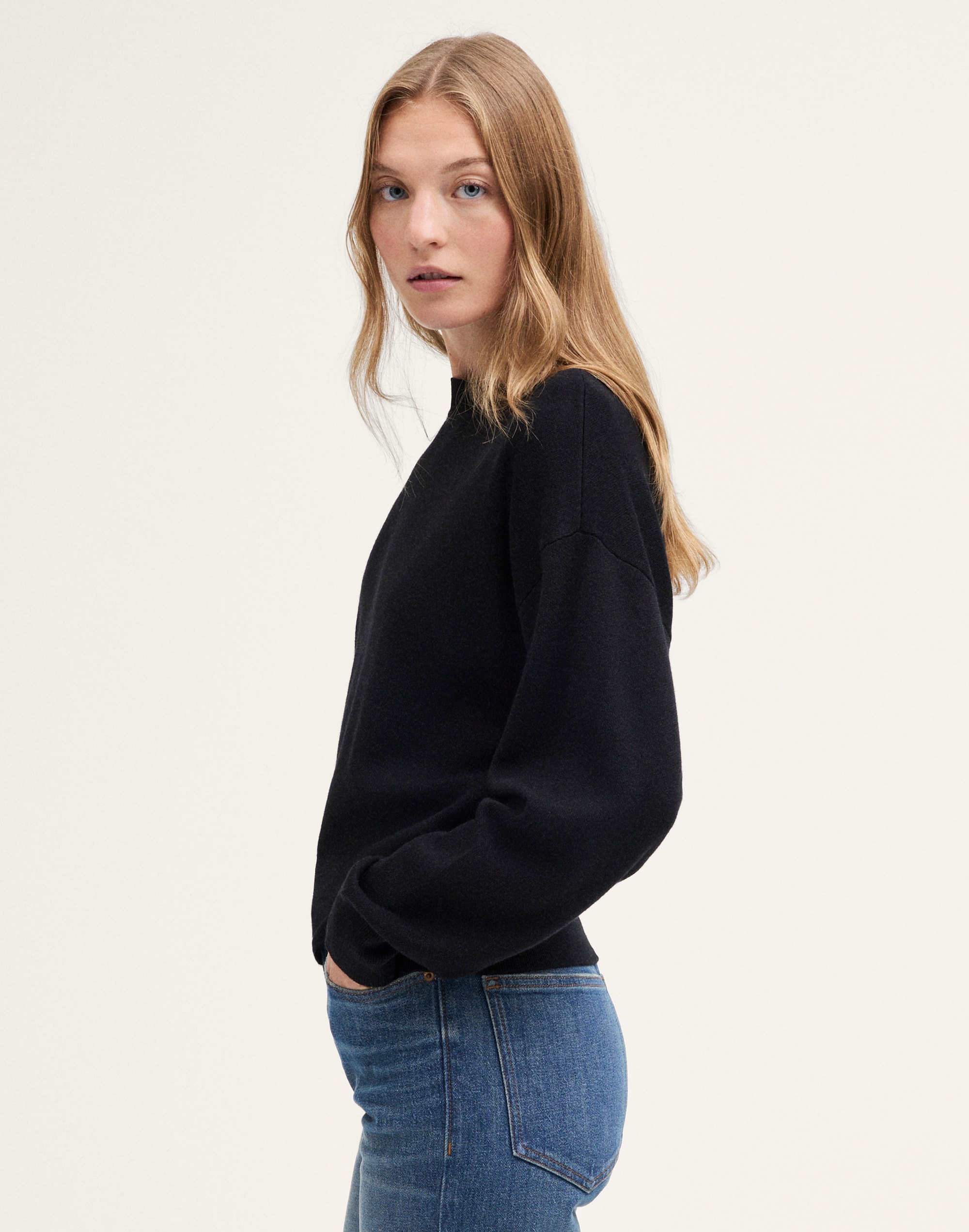 The Casey Crewneck Sweater in Merino-Silk Blend