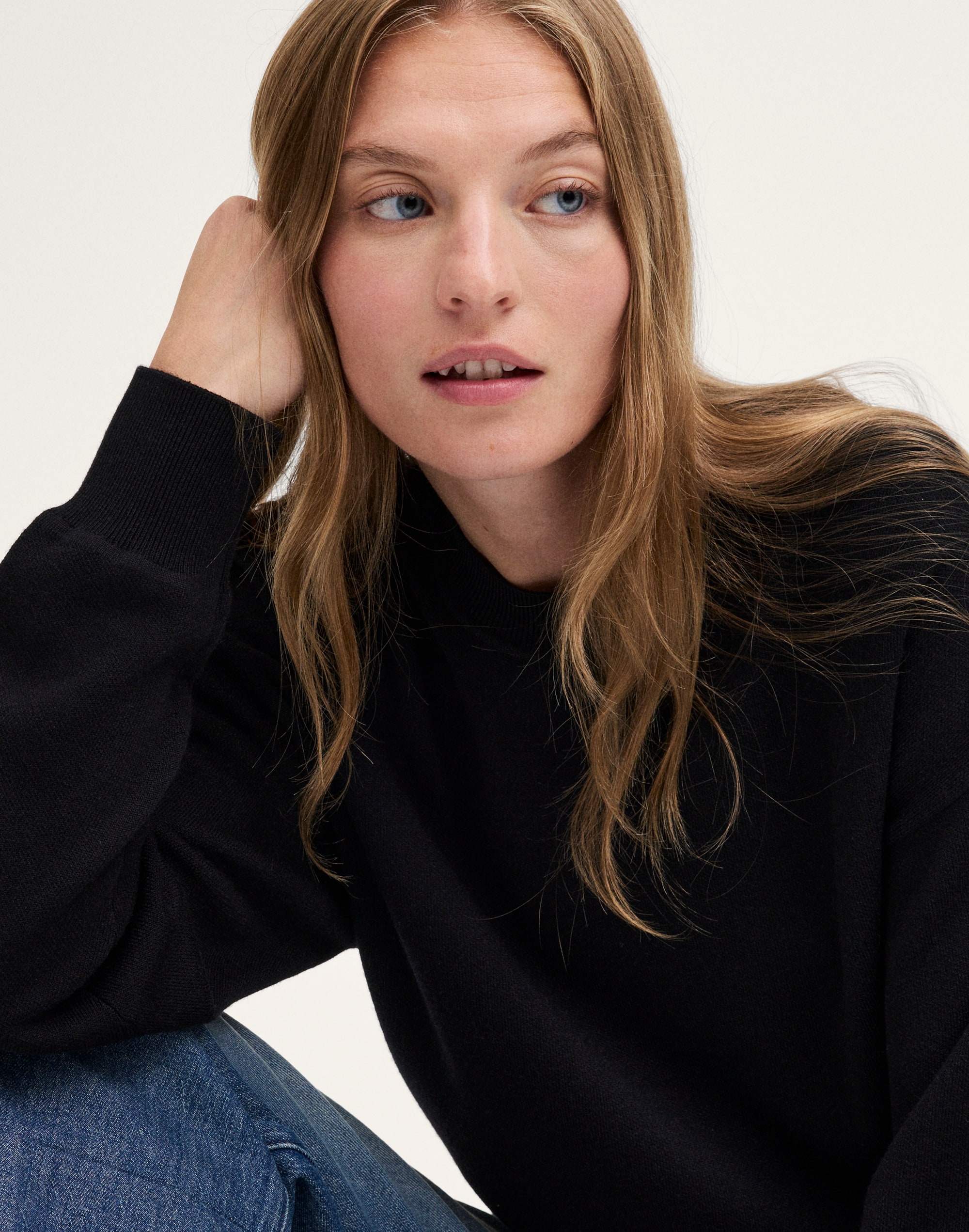 The Casey Crewneck Sweater in Merino-Silk Blend
