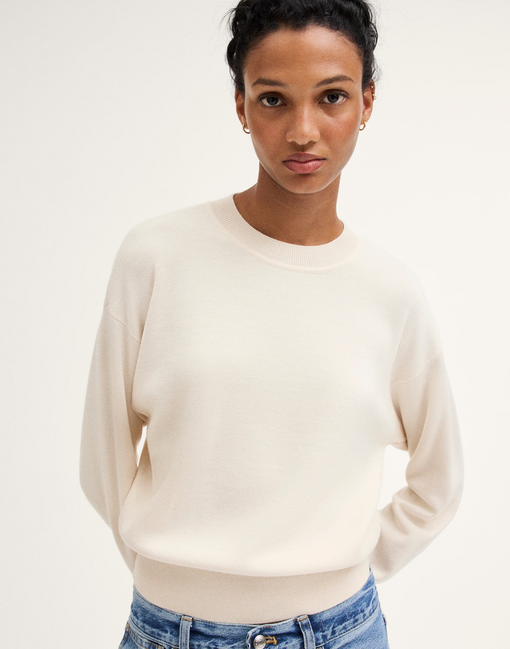 The Shae Crewneck Sweater in Merino-Silk Blend