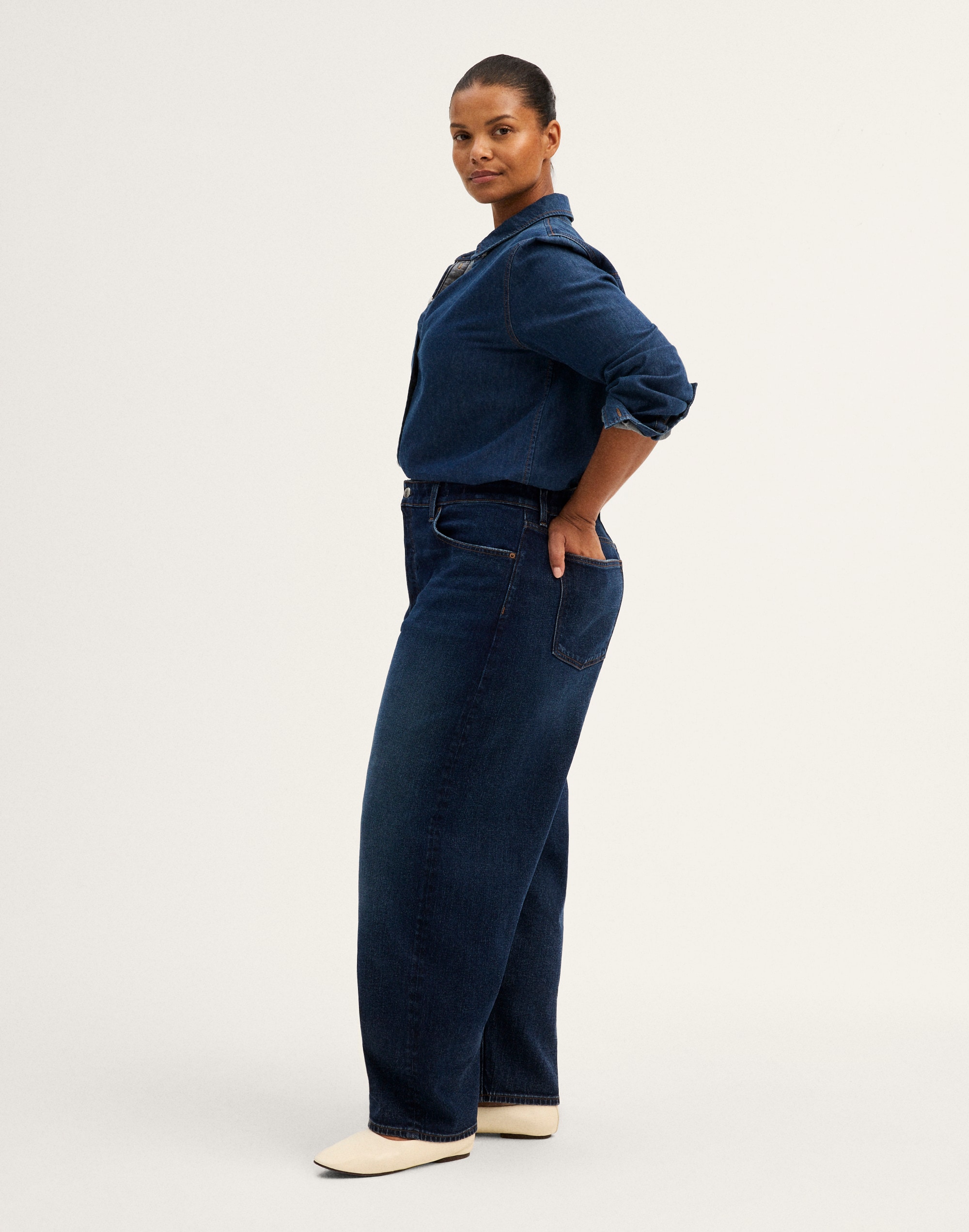 The Plus Darted Barrel-Leg Jean