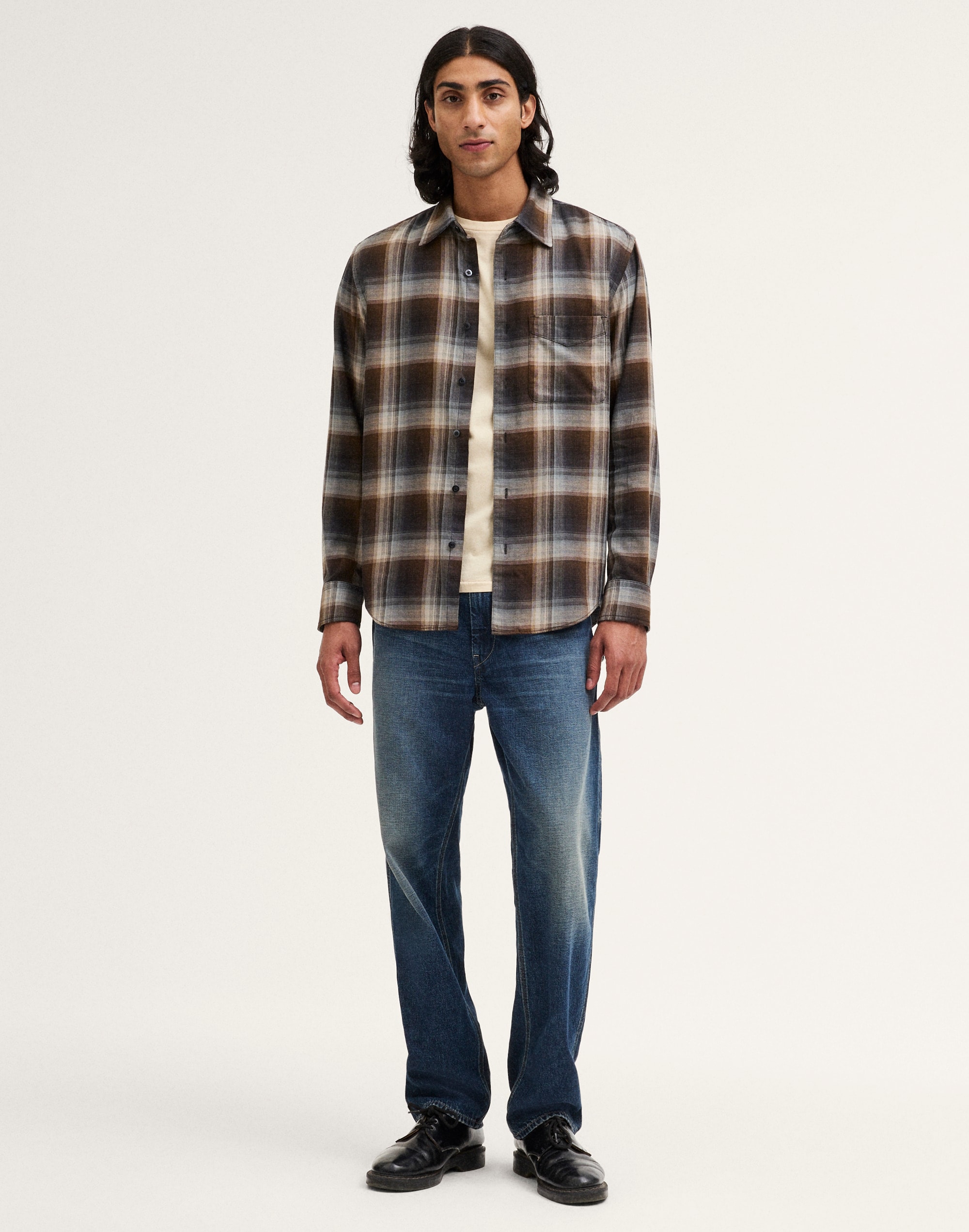 Lightweight Flannel Button-Up Shirt