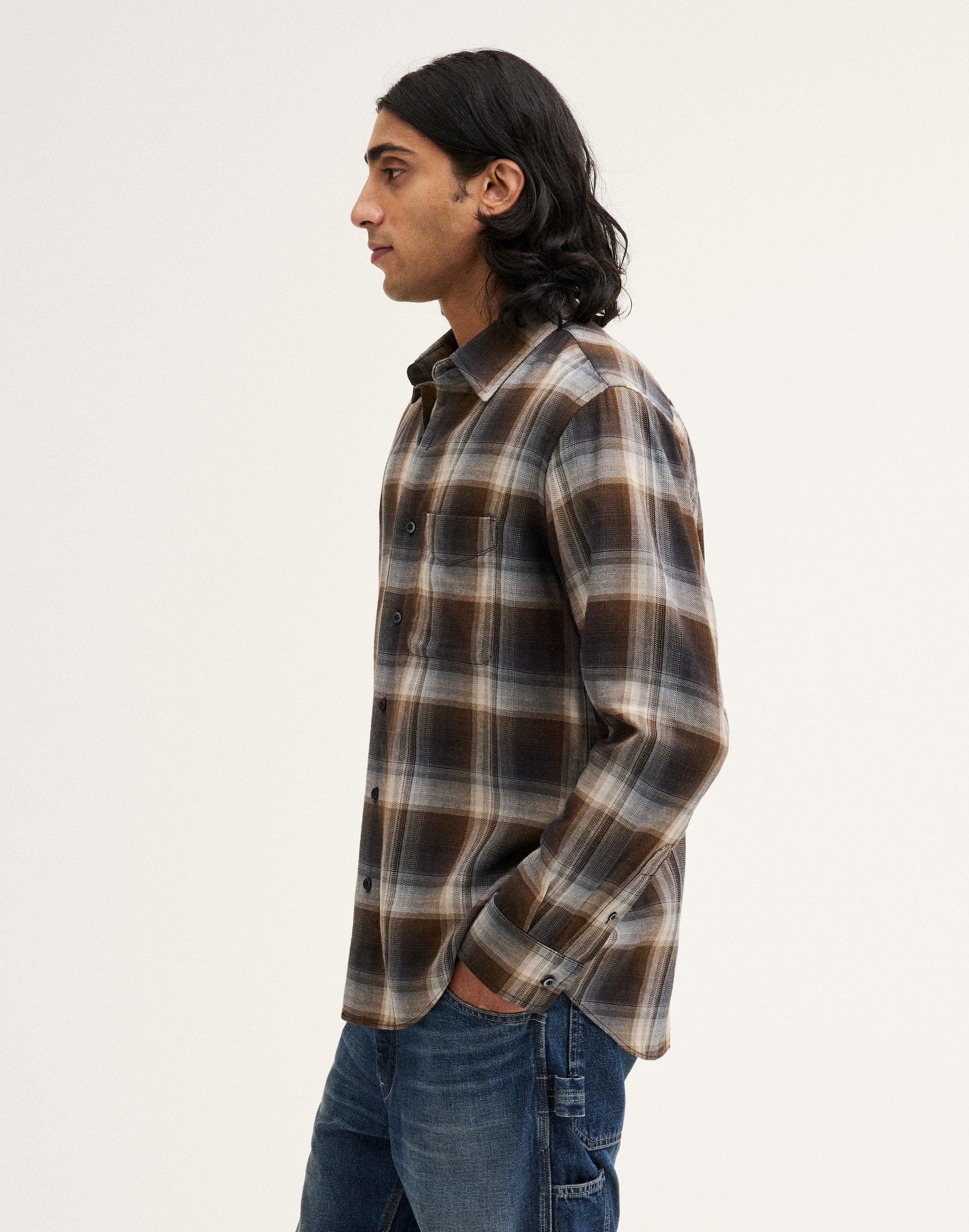 Lightweight Flannel Button-Up Shirt