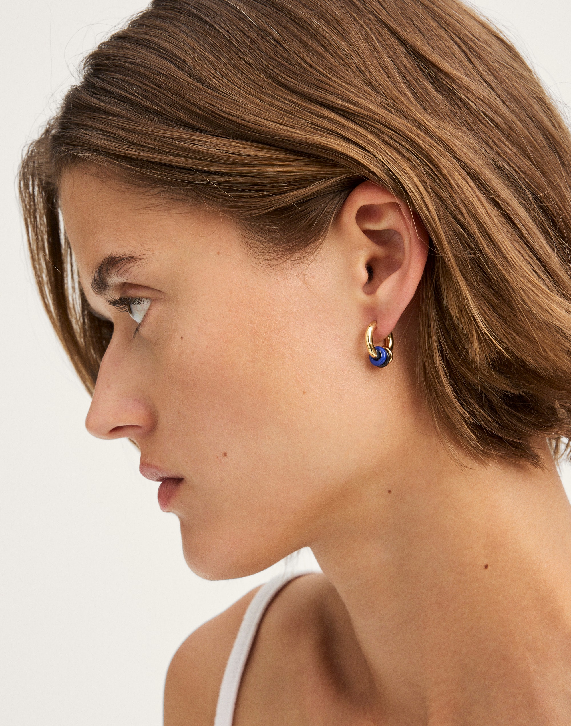 Triple-Ring Huggie Hoop Earrings