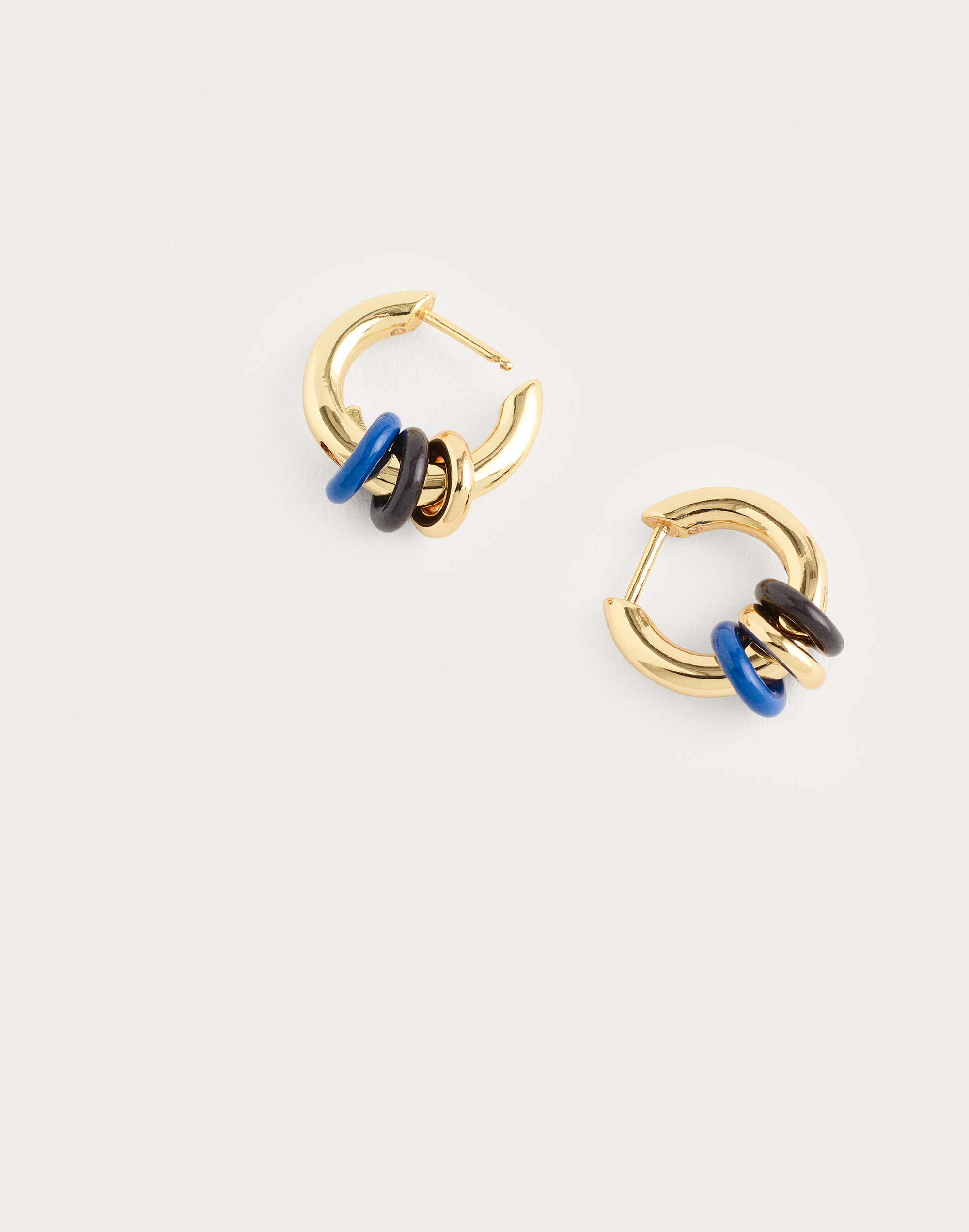 Triple-Ring Huggie Hoop Earrings