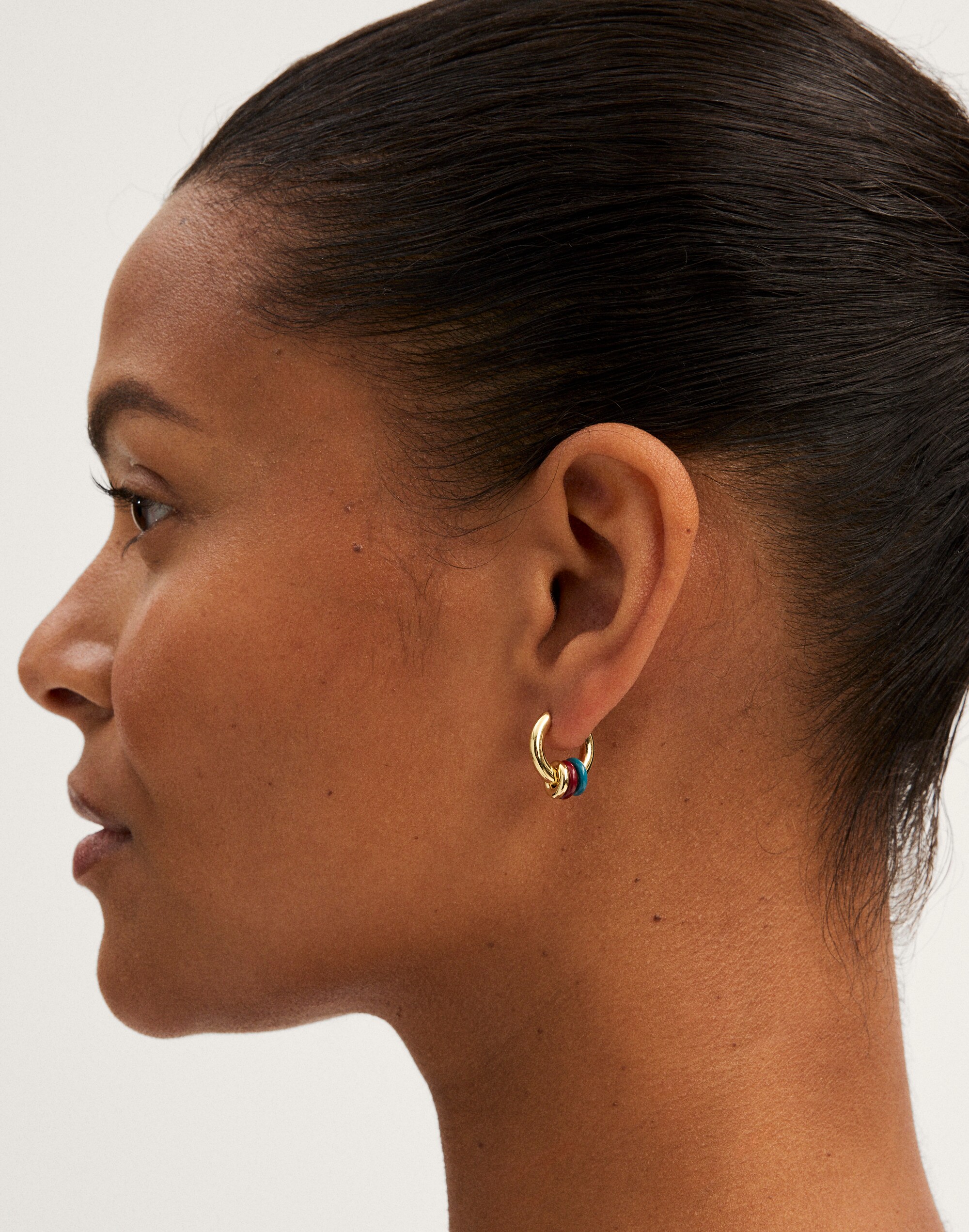 Triple-Ring Huggie Hoop Earrings