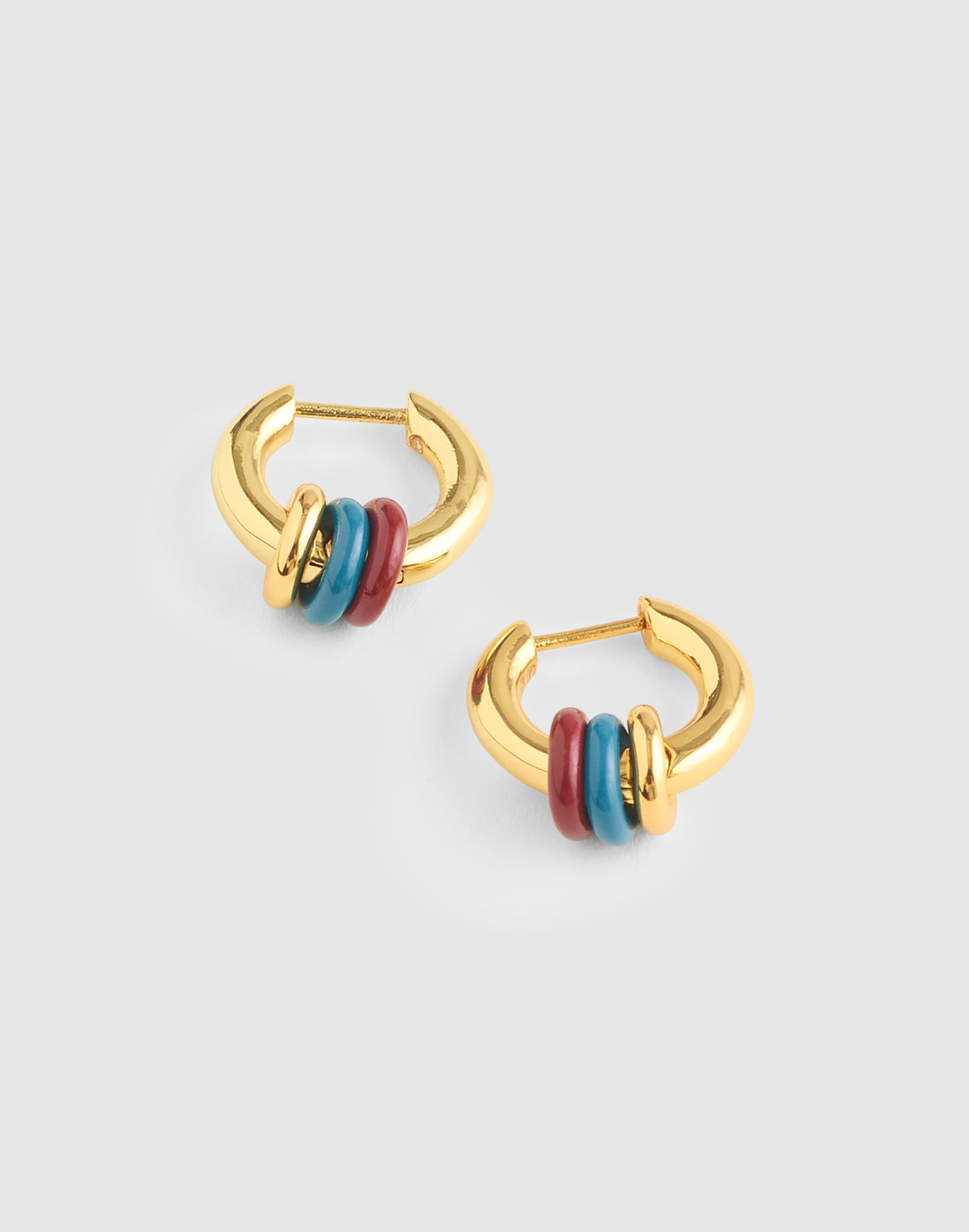 Triple-Ring Huggie Hoop Earrings